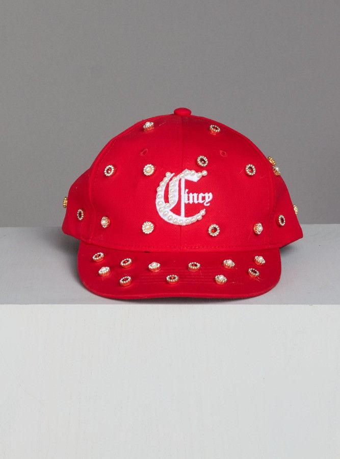 Other Red Rhinestone Crystal Statement Cap Size ONE SIZE - 1 Preview
