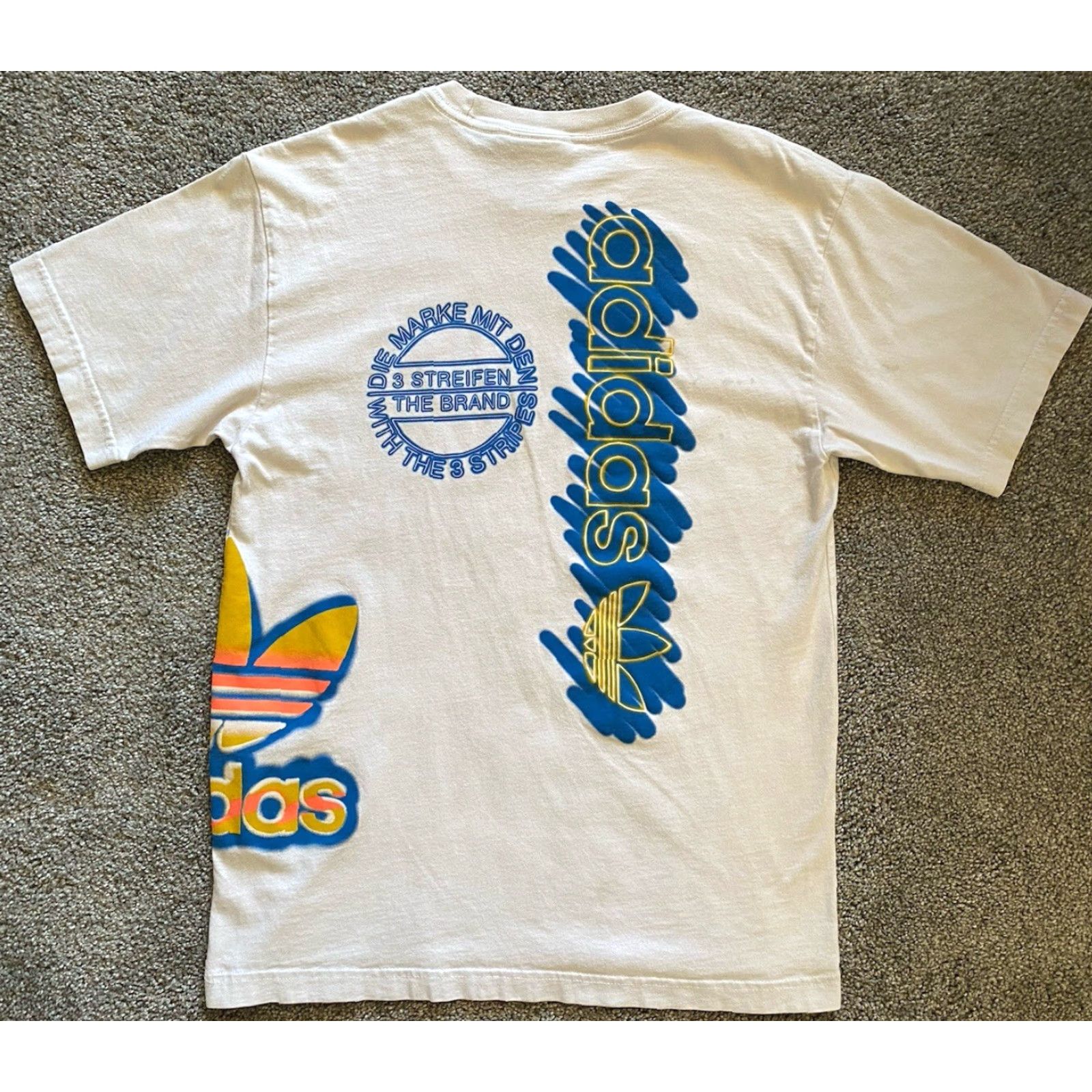 Adidas VINTAGE Adidas The 3 Stripes Graffiti Street Logo Shirt Men’s S White Size US S / EU 44-46 / 1 - 2 Thumbnail