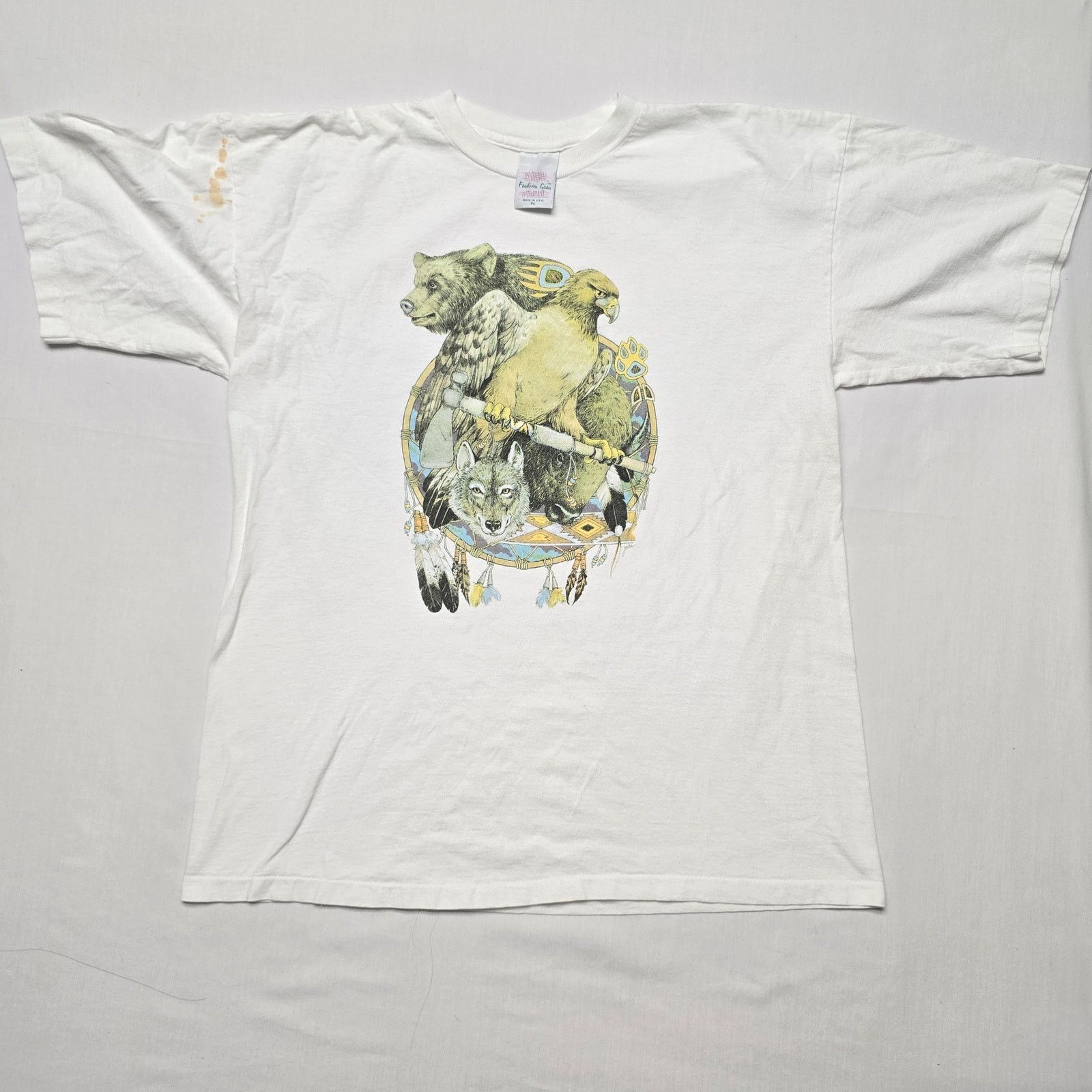 Vintage Vintage Animal Shirt White XL Native Wildlife Nature Tee 90s Size US XL / EU 56 / 4 - 1 Thumbnail
