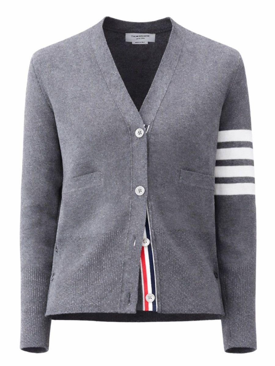 Thom Browne THOM BROWNE V-NECK CARDIGAN - GREY (IT 40) Size S / US 4 / IT 40 - 1 Thumbnail