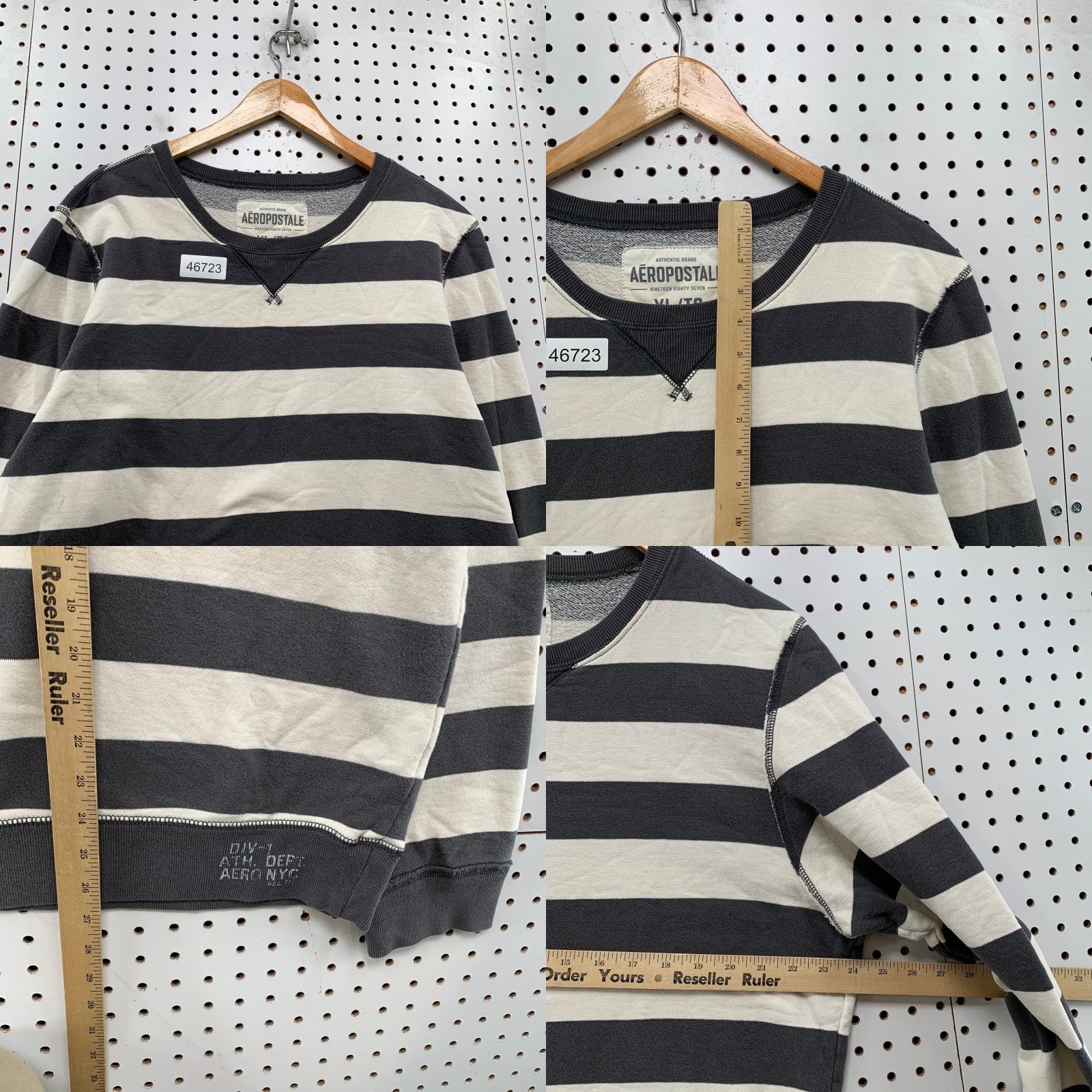 Aeropostale VINTAGE Aeropostale Sweater Mens 2XL Gray White Military Striped Long Sleeve Size US XXL / EU 58 / 5 - 8 Thumbnail