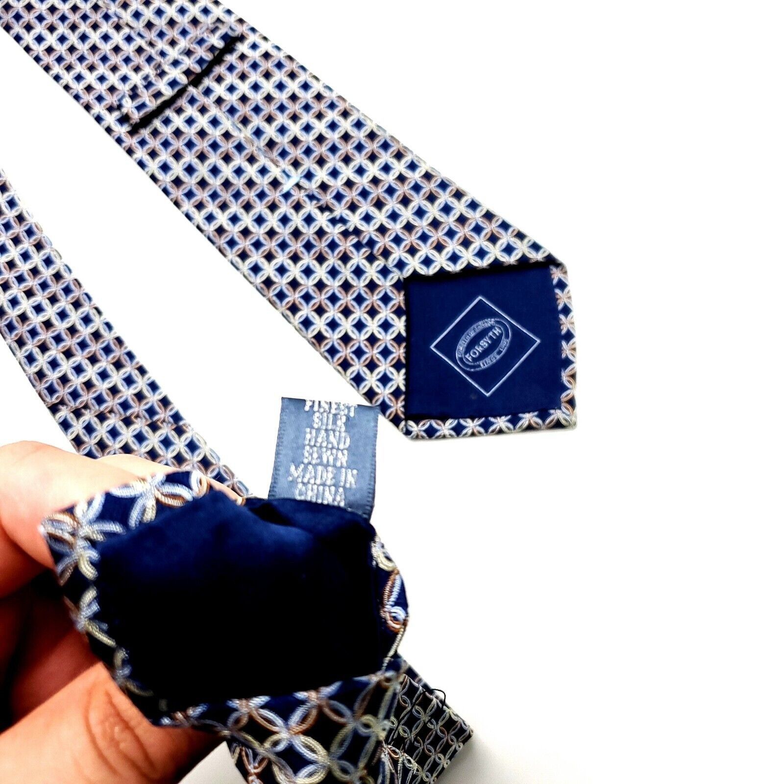 Vintage Forsyth Silk Tie Blue Woven Geometric Size ONE SIZE - 5 Thumbnail