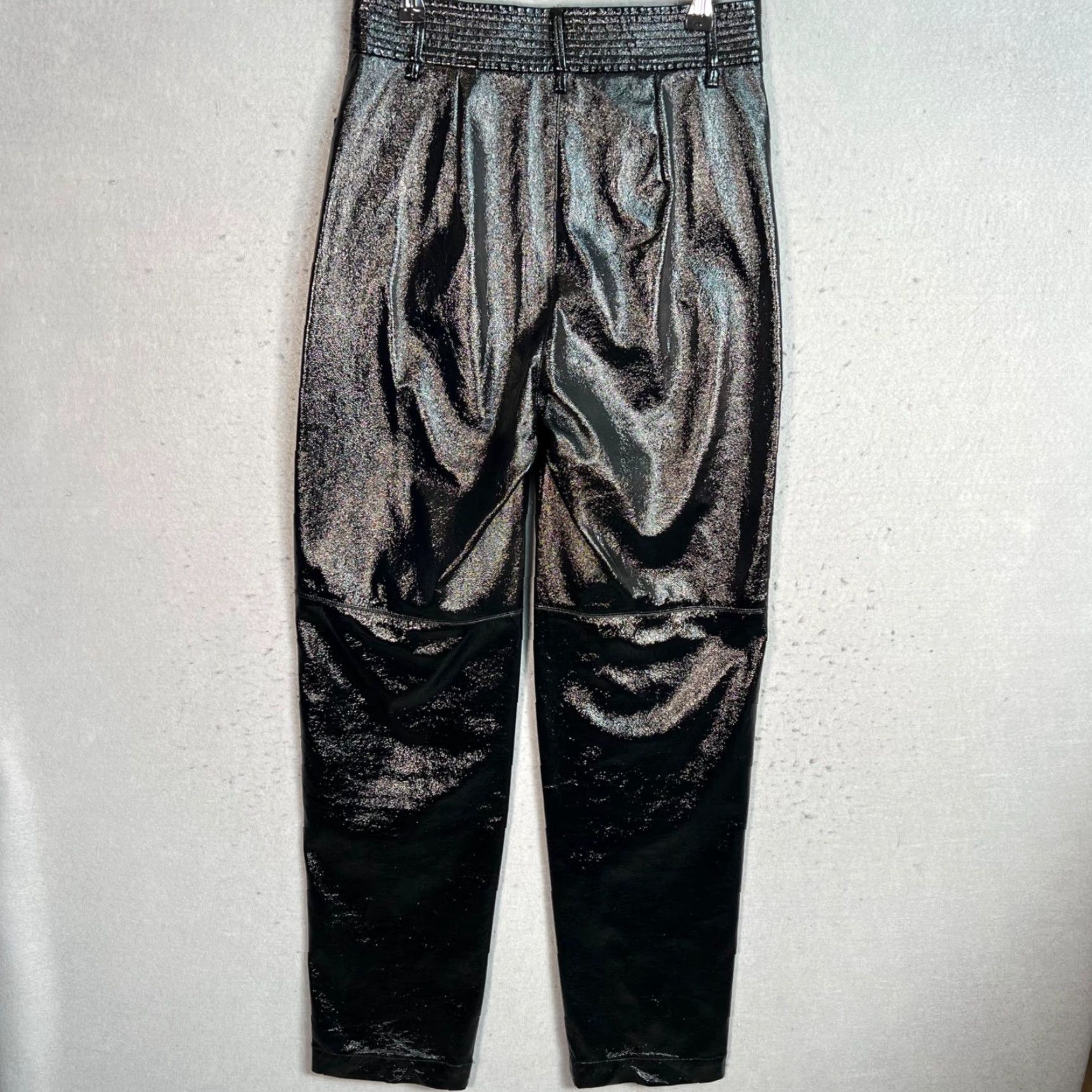 Vintage Wilfred Black Metallic High-Waisted Faux Leather Pants Womens Size 4 Size 27" / US 4 / IT 40 - 2 Thumbnail