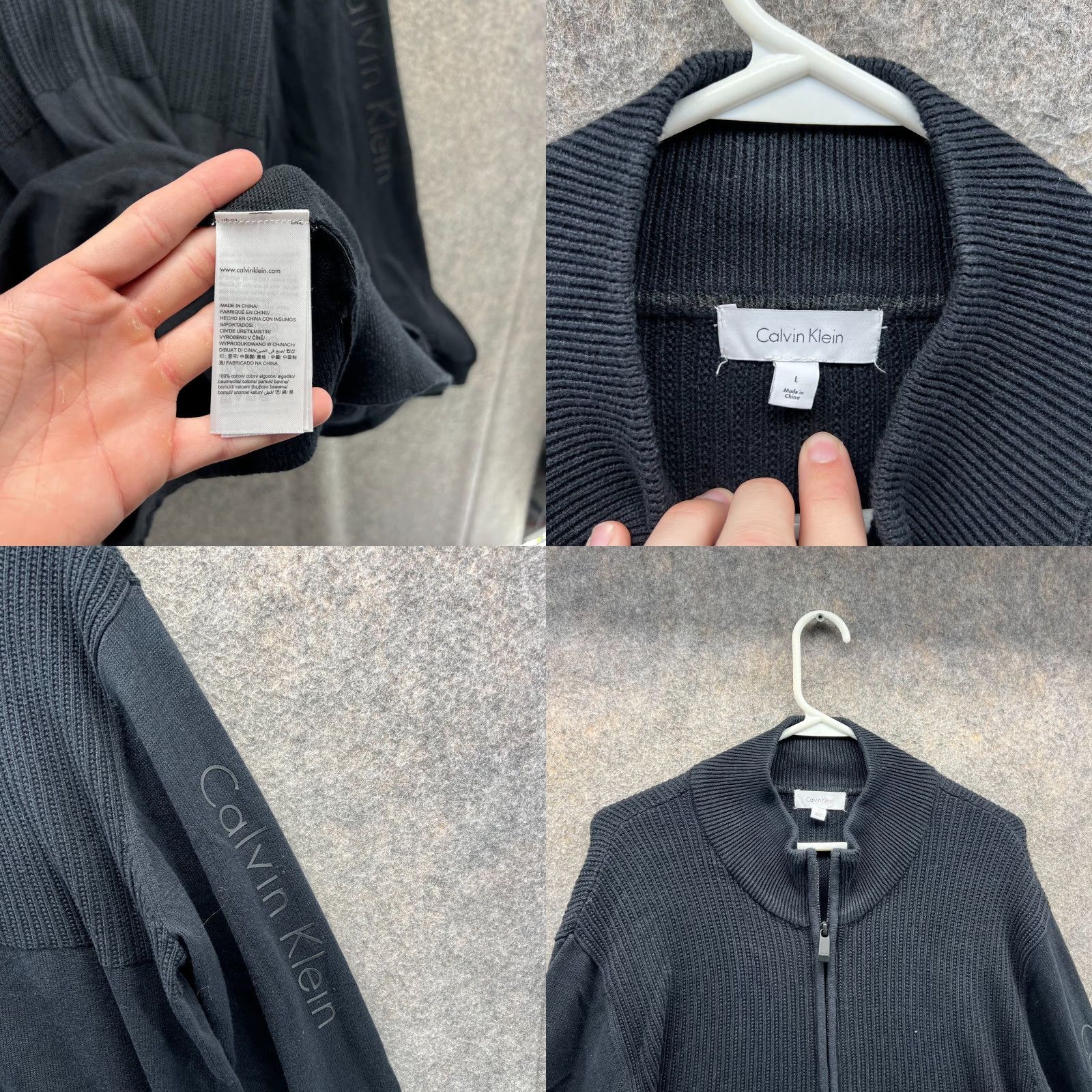 Calvin Klein VINTAGE Calvin Klein Bomber Jacket Mens Large Black Full Zip Fleece Cotton Chunky Knit Regular All Seasons Jacket Mens L Black CK Logo Vintage Size US L / EU 52-54 / 3 - 8 Thumbnail