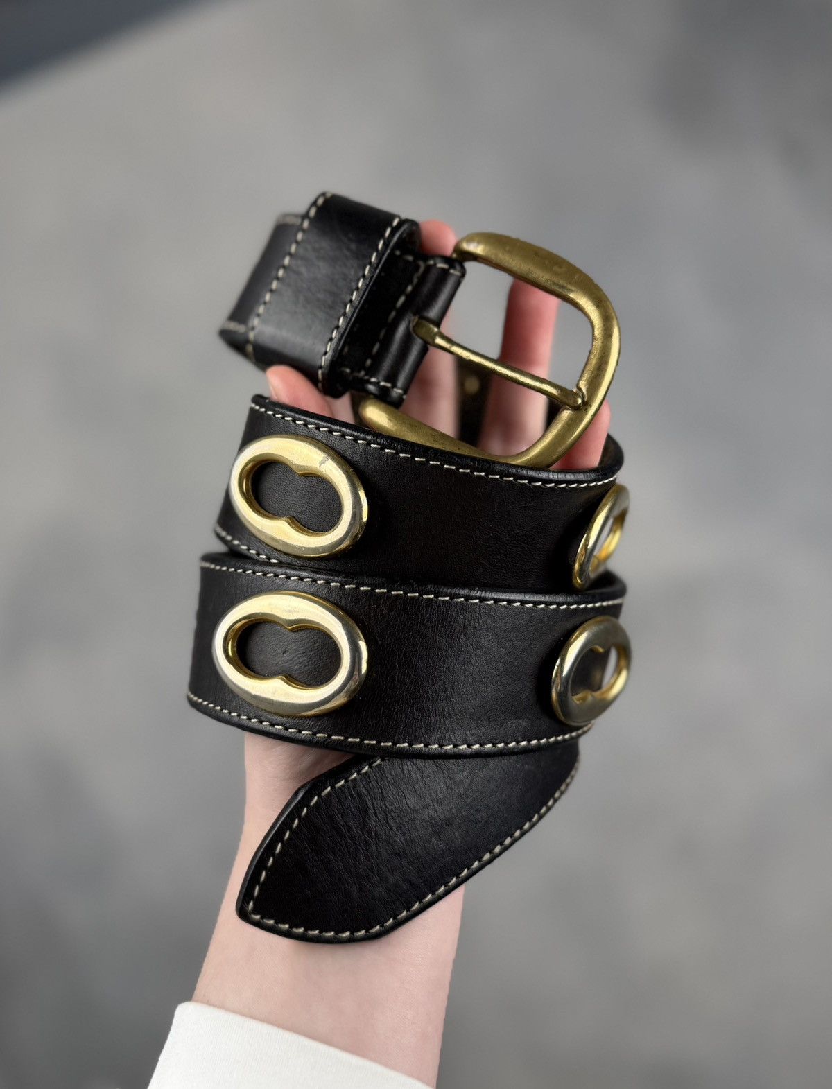Vintage Vintage Italian Leather Belt Brass Hardware Statement Piece Size ONE SIZE - 1 Thumbnail