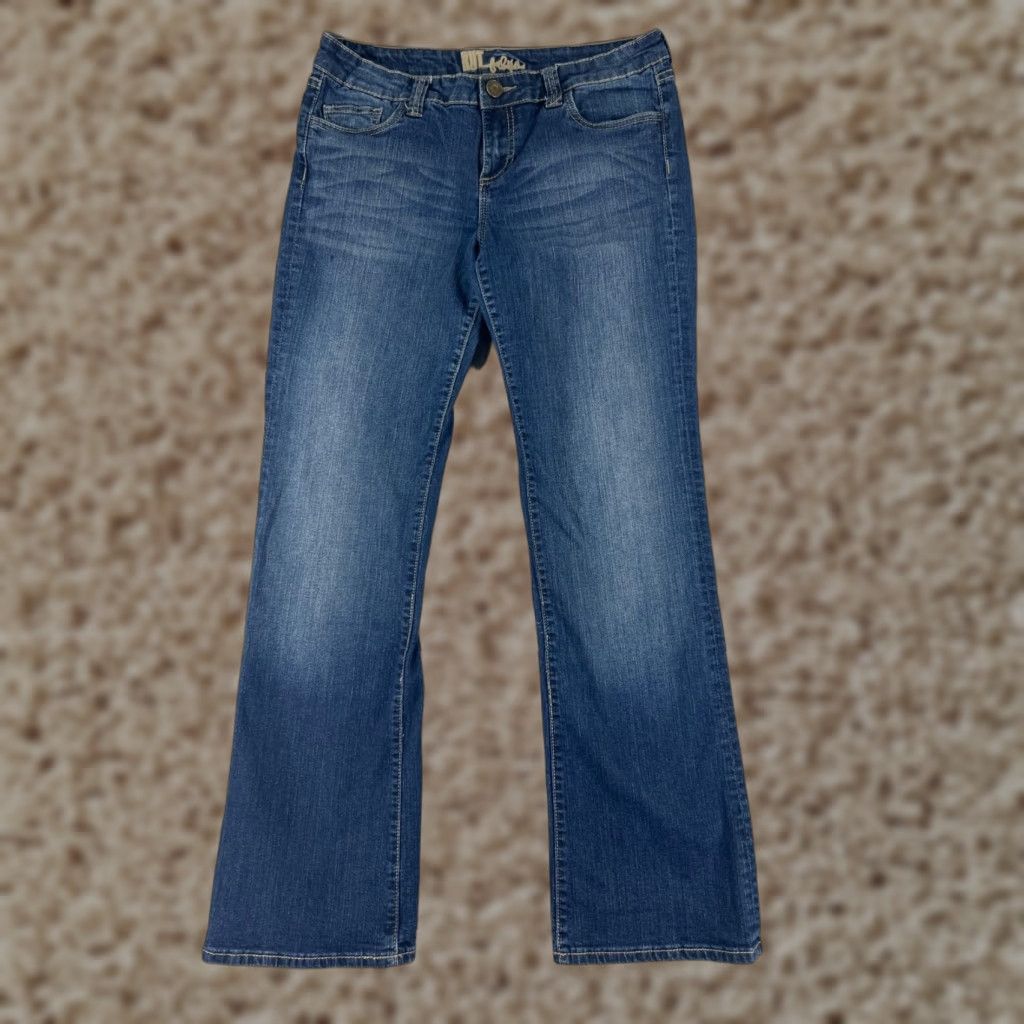 Vintage KUT from the Kloth Jeans Women 8 Blue Denim Bootcut Low Rise 30x30 Cotton Distressed Embroidered Logo Regular 30 in Inseam Size 30" / US 8 / IT 44 - 1 Thumbnail