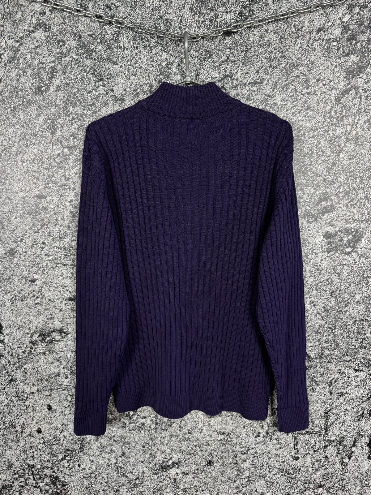 Lacoste Lacoste Vintage 1/4 Zip Ribbed Sweater Purple Pullover XL Size US XL / EU 56 / 4 - 12 Thumbnail