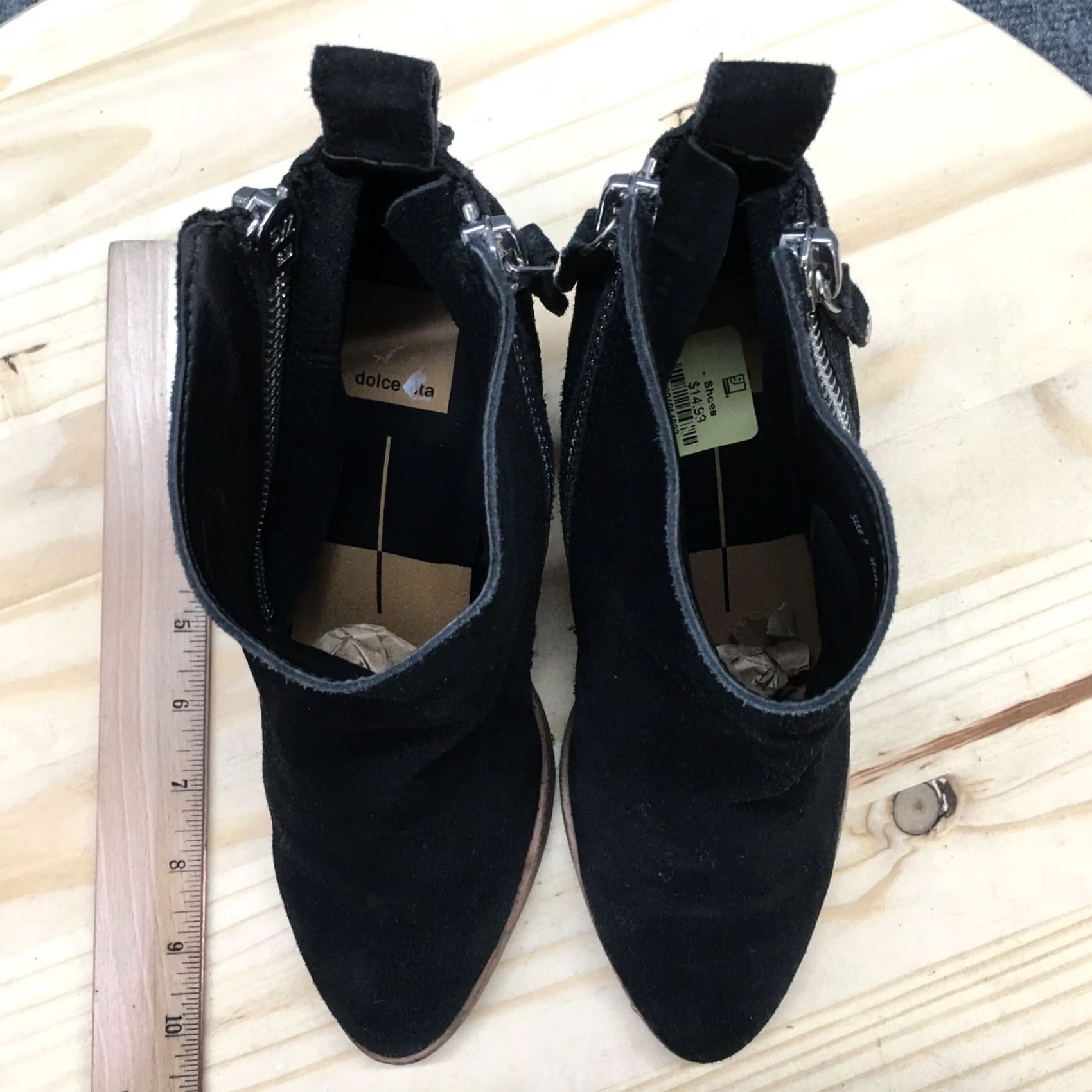 Dolce Vita Dolce Vita Boots Womens 9 Ankle Booties Block Heels Casual Black Leather Zipper Shoes Size US 9 / IT 39 - 6 Thumbnail