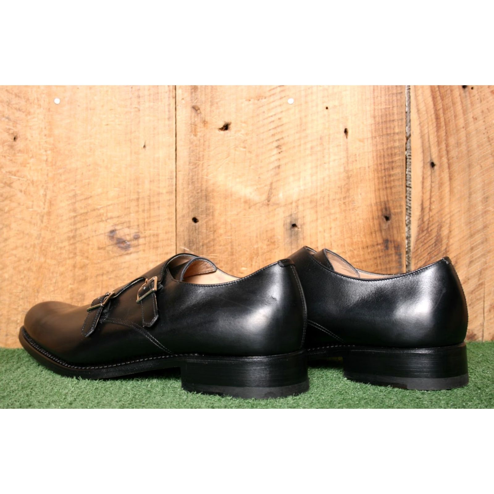 Vintage Bruno Famiglietti Black Leather Double Buckle Monk Strap Loafers UK 10 ≈ US 10.5 Mens Dress Monk Strap Shoes Size US 10 / EU 43 - 3 Thumbnail