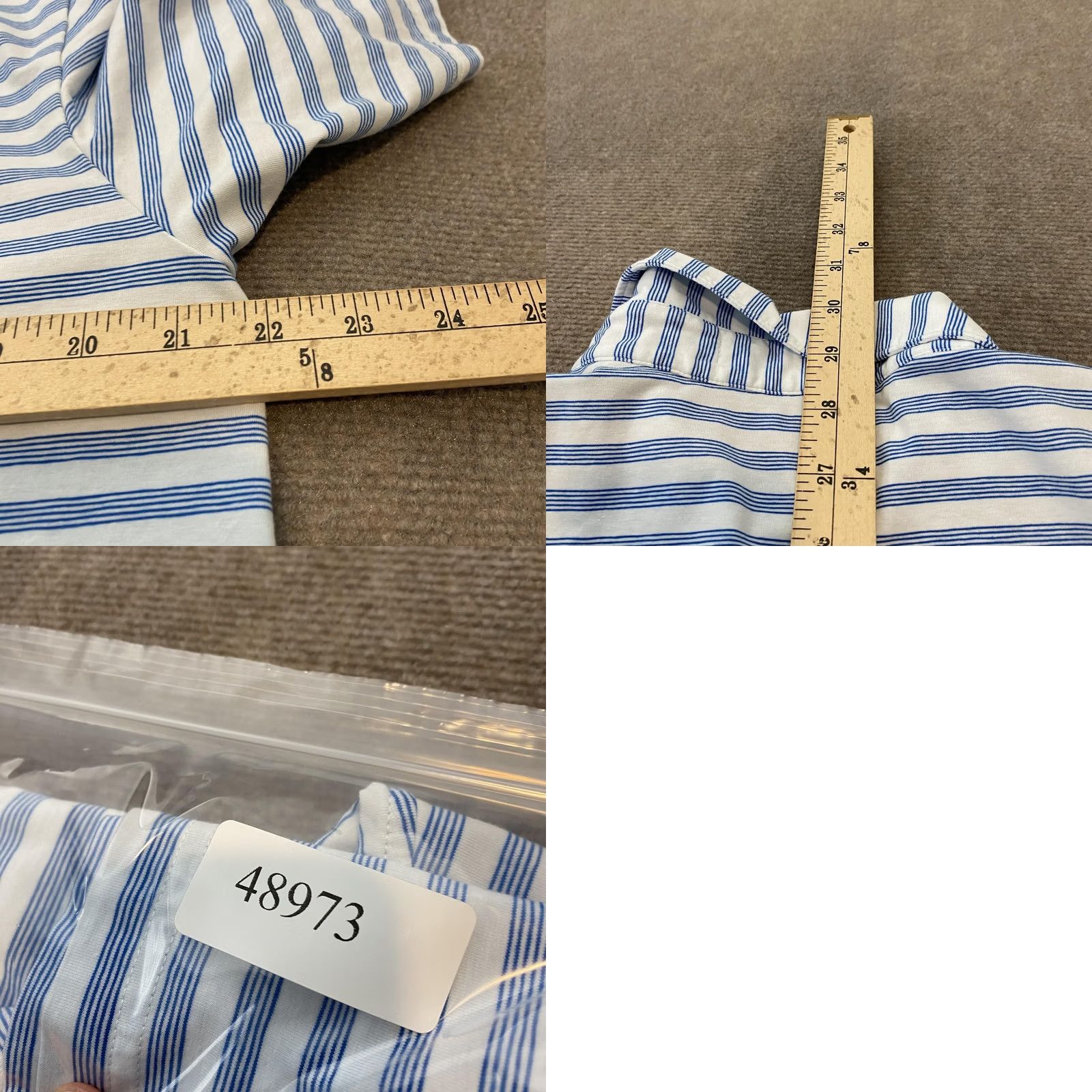 Vintage Criquet Polo Shirt Mens Large Blue Stripe Crusaders Crest Pima Cotton Golf Size US L / EU 52-54 / 3 - 8 Thumbnail