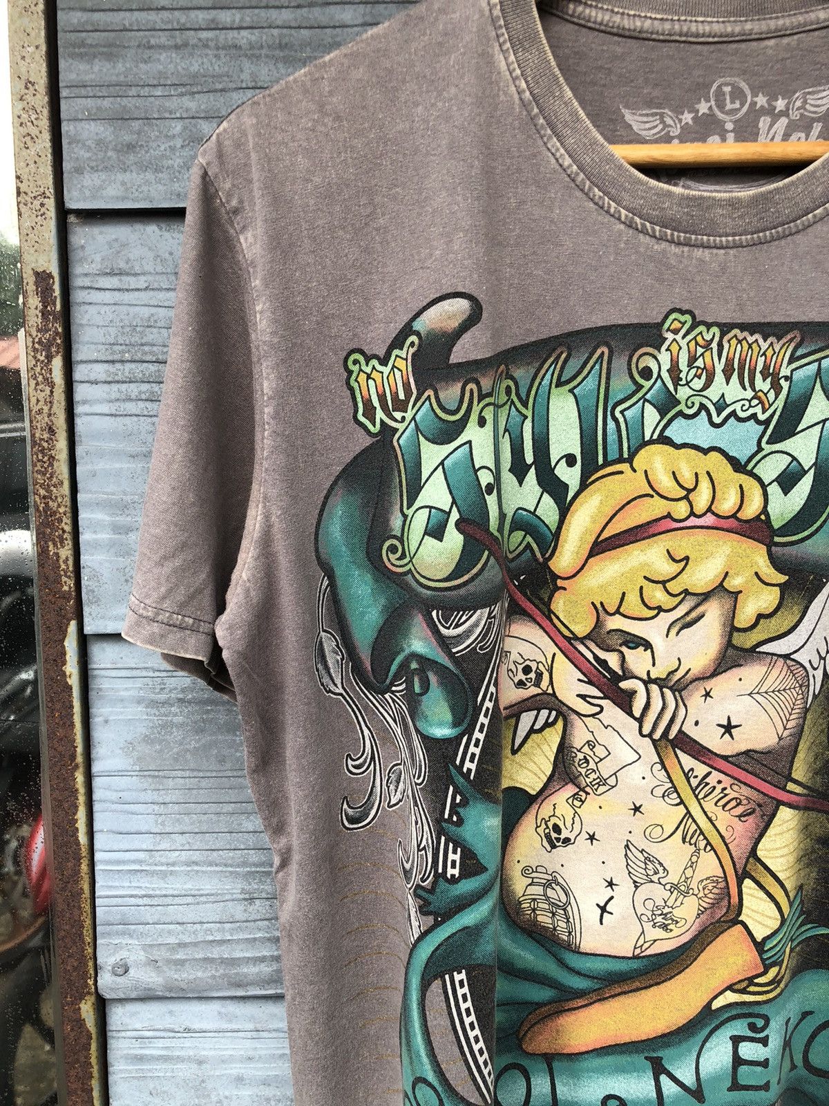 Ed Hardy × Vintage 🔥Vintage Y2K🔥 Shiroi Neko Art Like Christian Audigier Tee Size US L / EU 52-54 / 3 - 4 Thumbnail