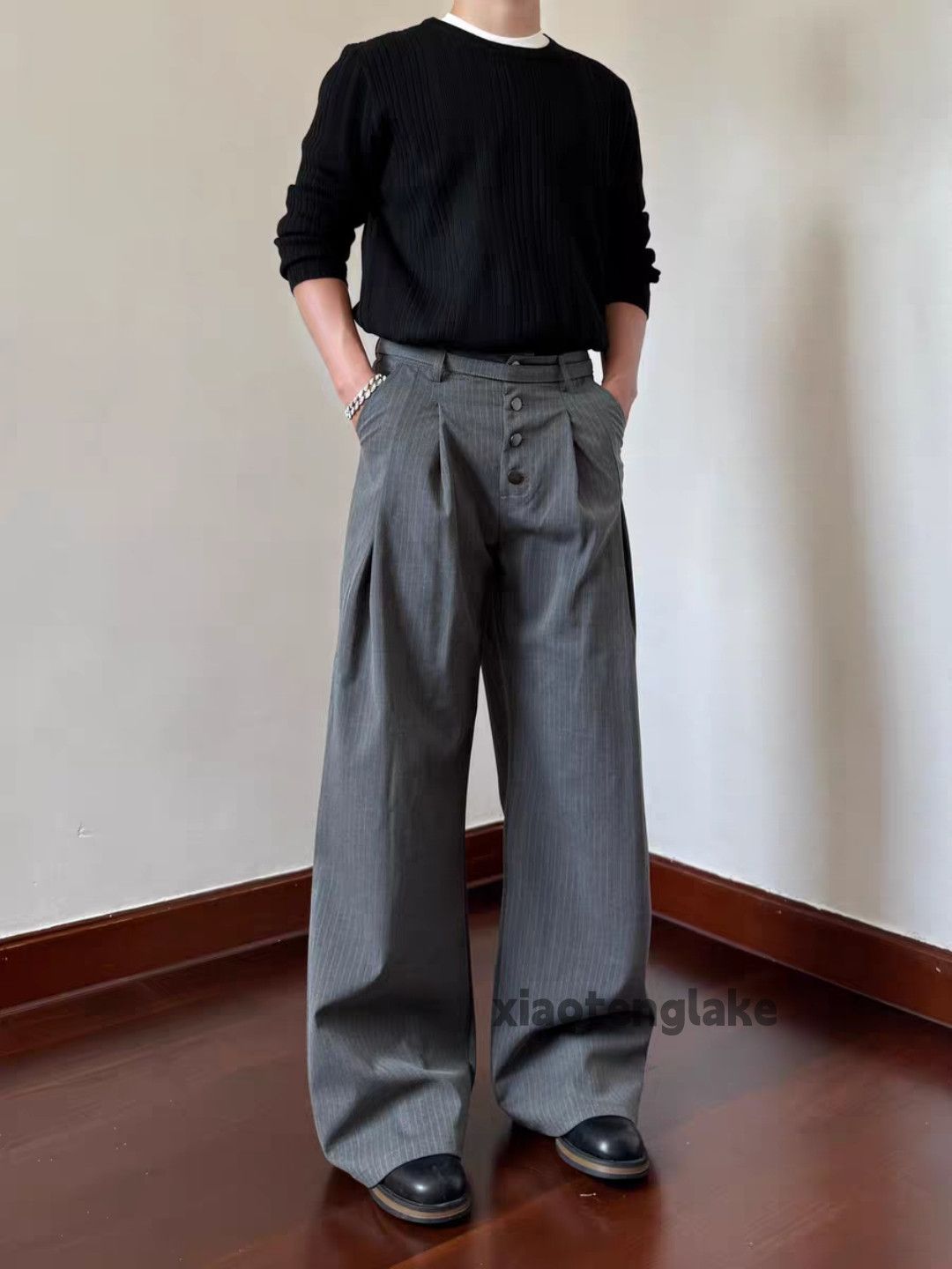 Vintage xtl utility striped yuppie loose baggy pleated pants Size US 30 / EU 46 - 2 Thumbnail