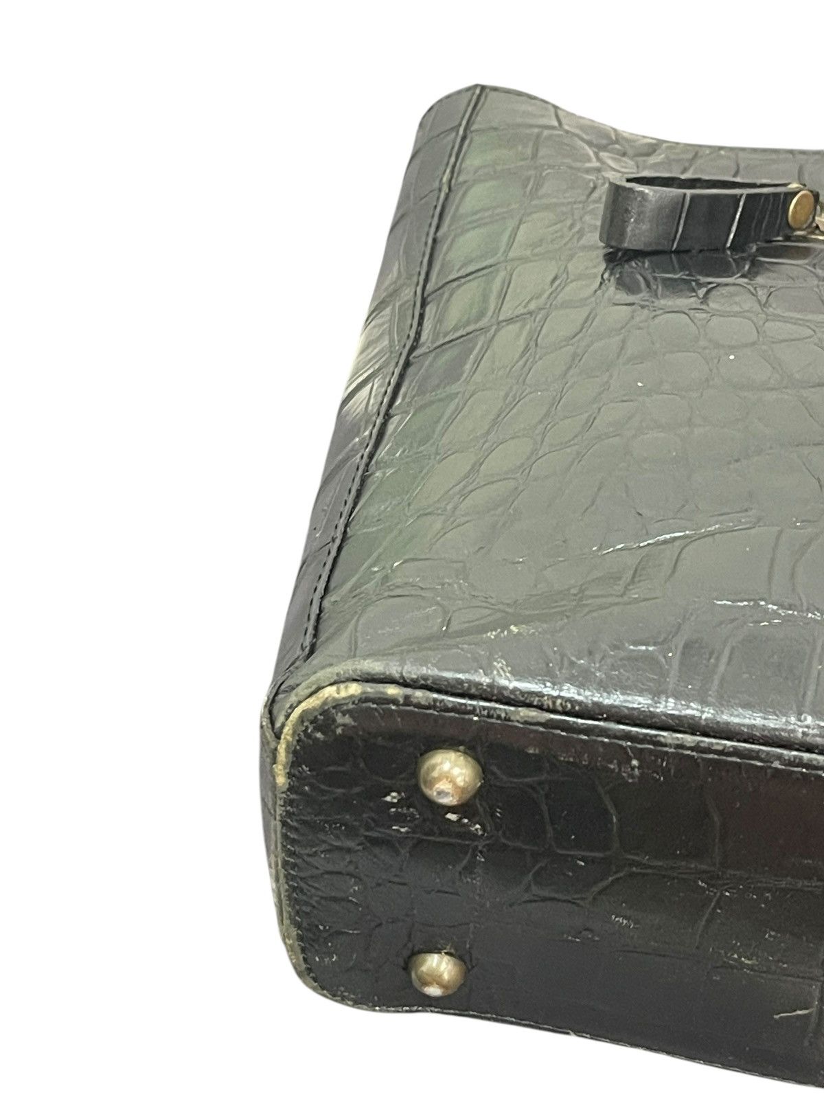 Genuine Leather Crocodile Embossed Vtg Unknown Japan Shoulder Bag 1🟩9 Size ONE SIZE - 16 Thumbnail