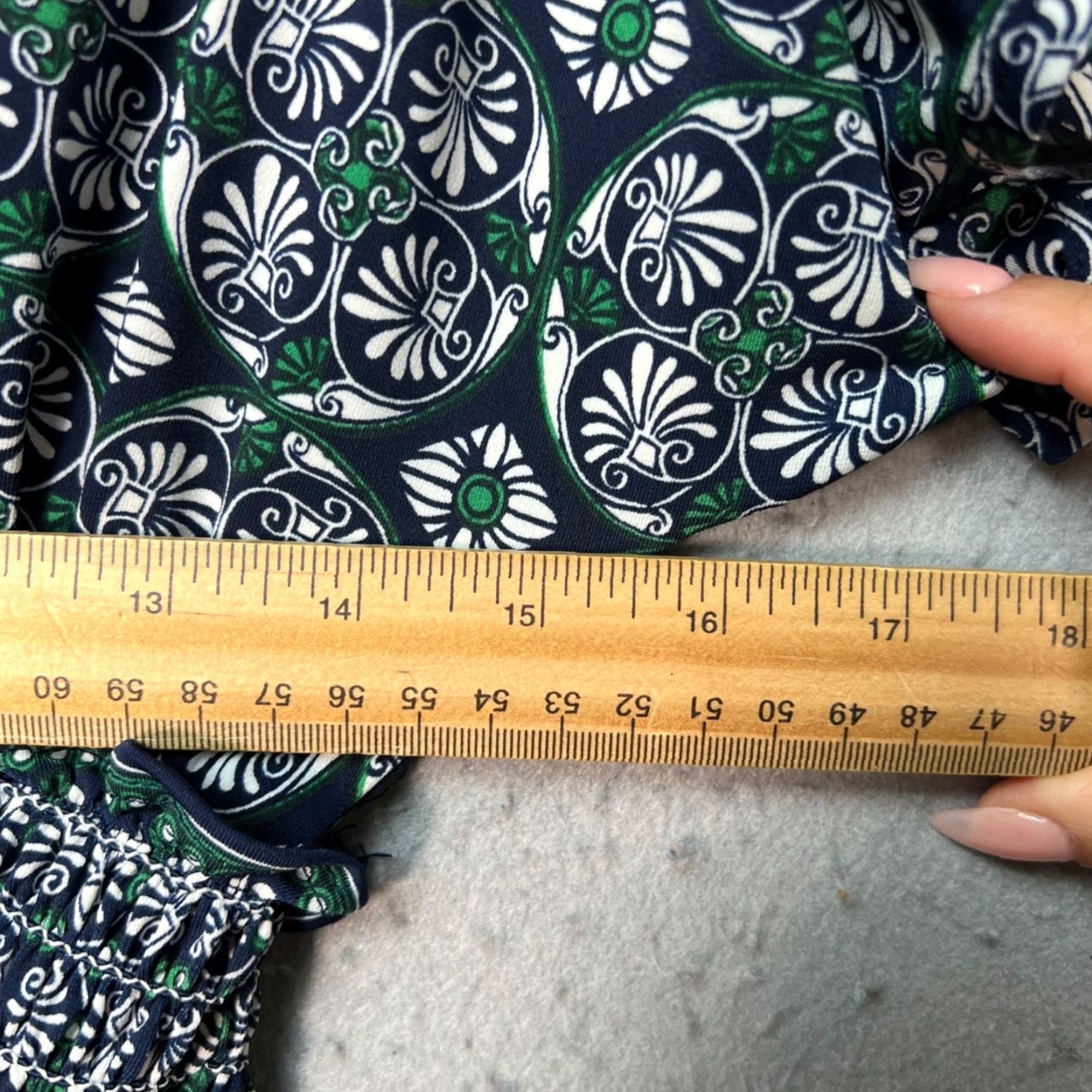 Vintage Max Studio Womens Small Green & White Printed Empire Waist Midi Dress - Sleeveless, V-Neck, A-Line, Polyester, Green, Gap? Size S / US 4 / IT 40 - 6 Thumbnail