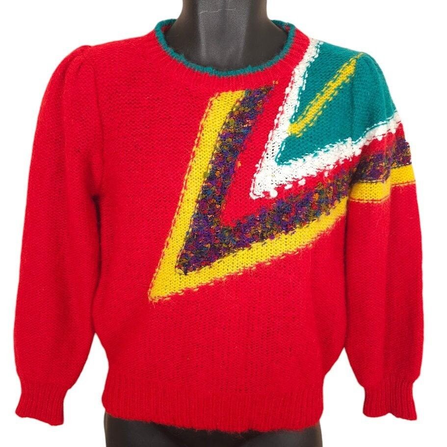 Vintage Vintage Abstract Sweater Womens Size Small Red Fuzzy Size S / US 4 / IT 40 - 1 Thumbnail