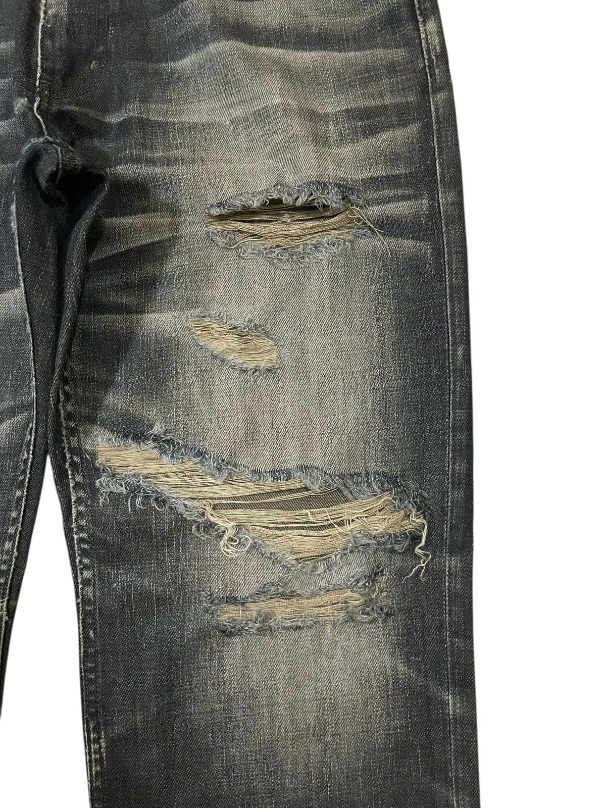 Black Label Japan BACK NUMBER BLACK LABEL Washed Distressed Jeans Denim Size US 35 - 6 Thumbnail