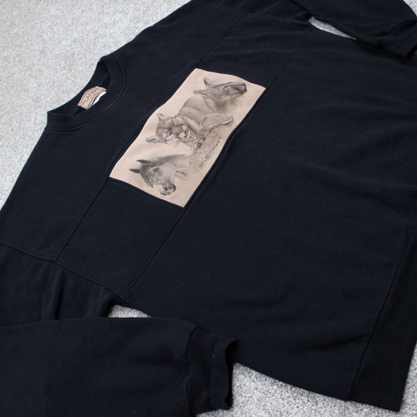 Vintage VINTAGE De Lanno Sweatshirt Mens XL Black Animal Print L/S Pullover Sweater Size US XL / EU 56 / 4 - 7 Thumbnail
