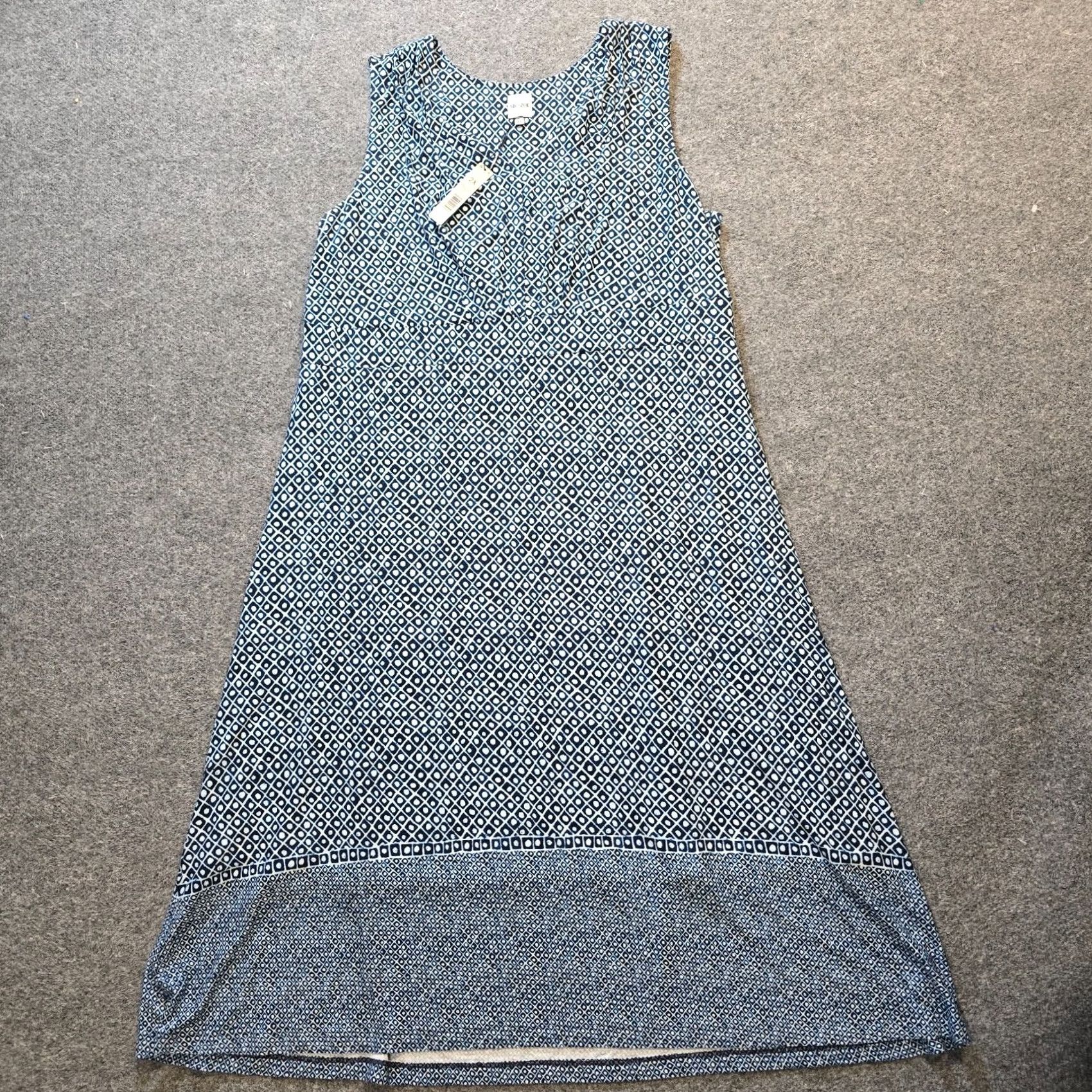 NIC+ZOE NIC+ZOE Dress Womens 2X Maxi Sleeveless Blue Stretch No Iron Travel Casual Long Knit Geometric V-Neck Pullover Summer Spring Current Era Size XXL / US 16-18 / IT 52-54 - 2 Thumbnail