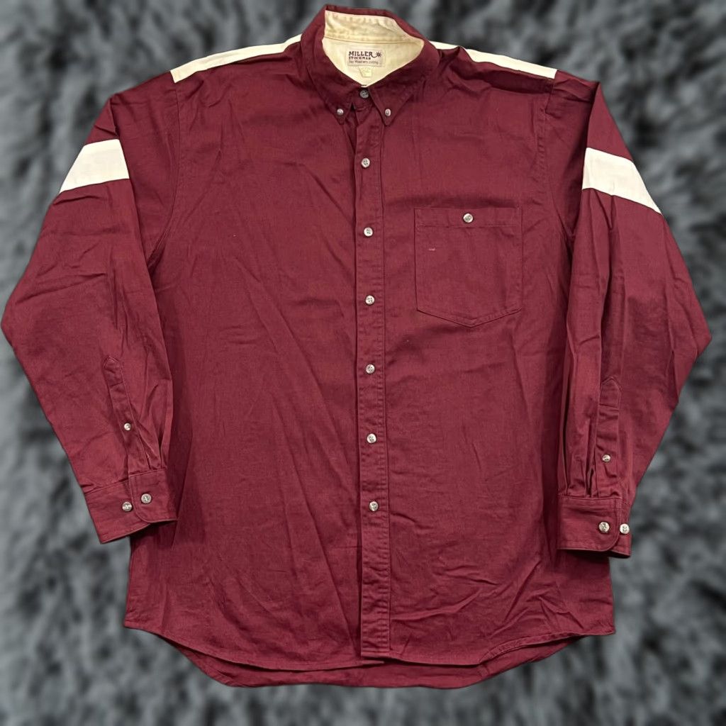 Vintage VINTAGE Miller Stockman Shirt Mens Large Red Western Cowboy Button 90s Workwear Size US L / EU 52-54 / 3 - 1 Thumbnail