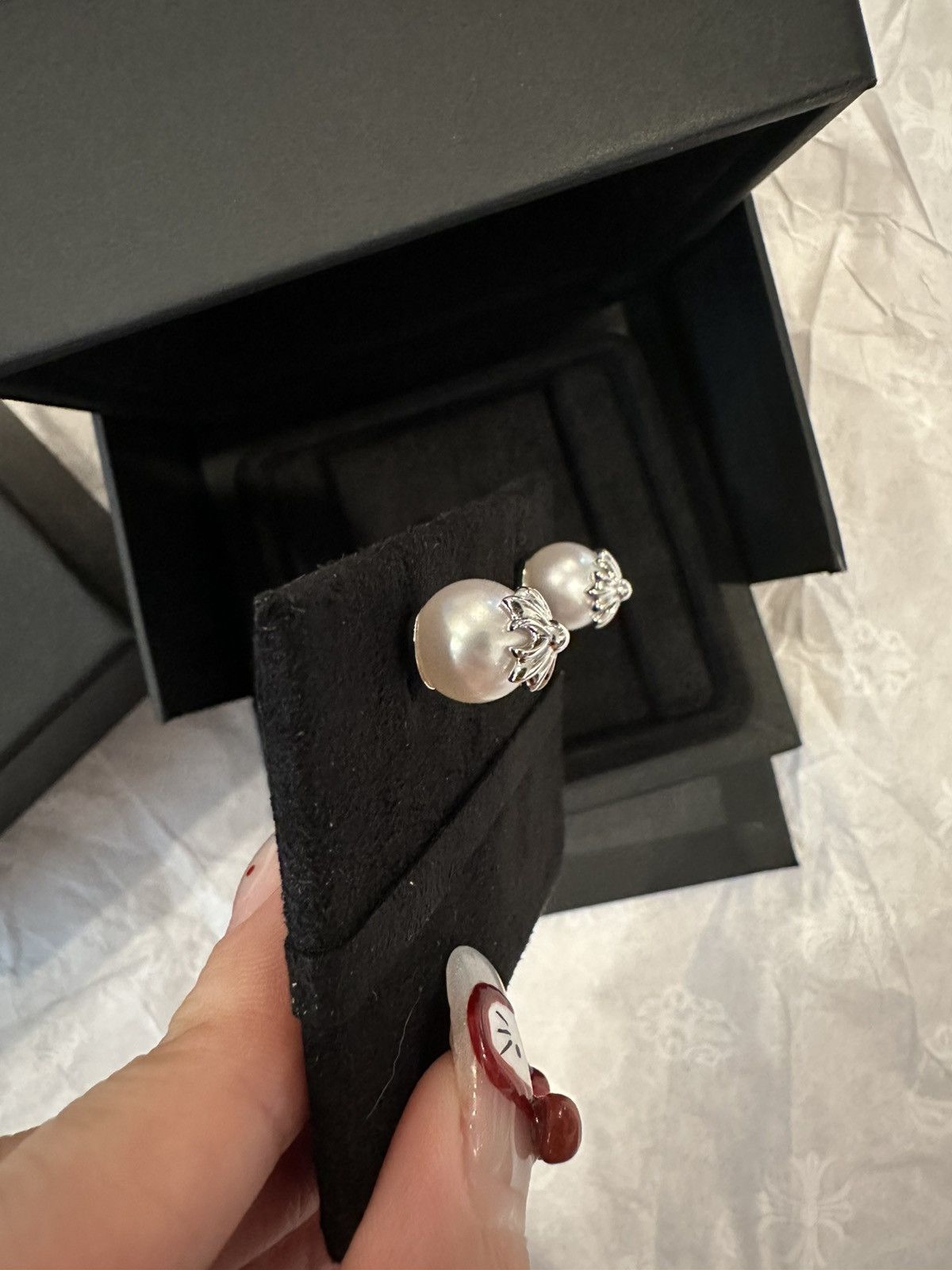 Chrome Hearts Chrome Hearts X Mikimoto 18K White Gold Pearl Earring Stud Size ONE SIZE - 6 Thumbnail