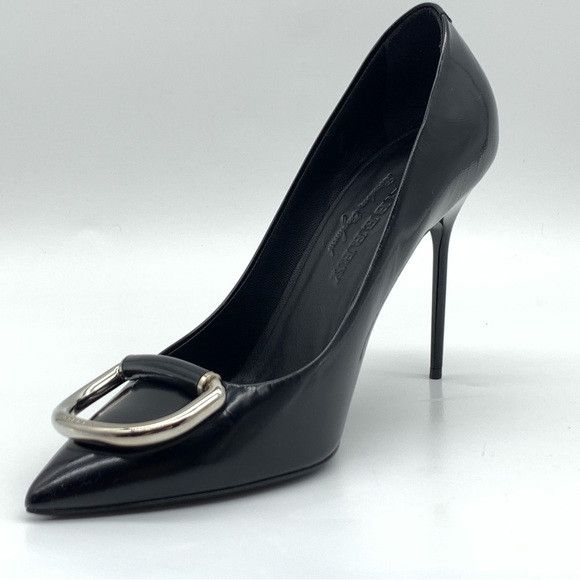 Burberry BURBERRY Flanagan Pointed Toe Pump in Black Leather Size US 7.5 / IT 37.5 - 4 Thumbnail