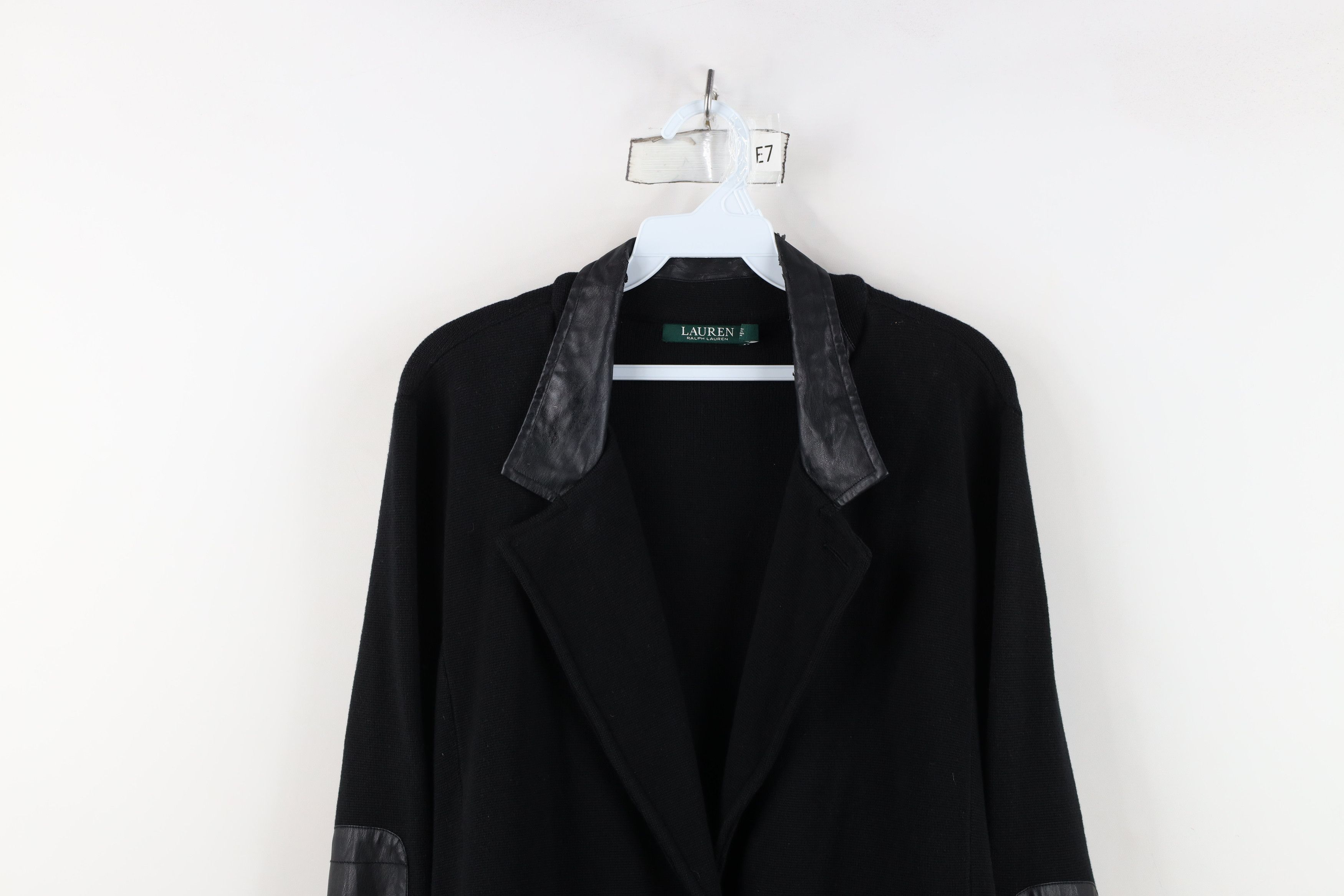 Ralph Lauren Vintage Ralph Lauren Faux Leather Trim Knit Blazer Jacket Size XL / US 12-14 / IT 48-50 - 2 Thumbnail