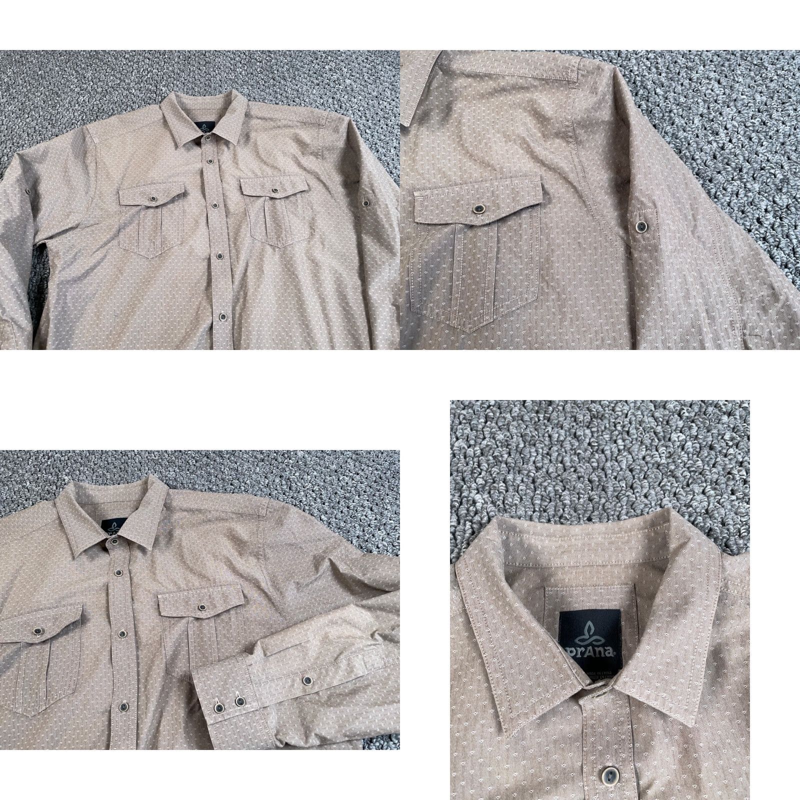 Prana prAna Ascension Shirt Geometric Pattern Lightweight Long Sleeve Button-Up Adult Large Brown Mens Regular Size US L / EU 52-54 / 3 - 8 Thumbnail