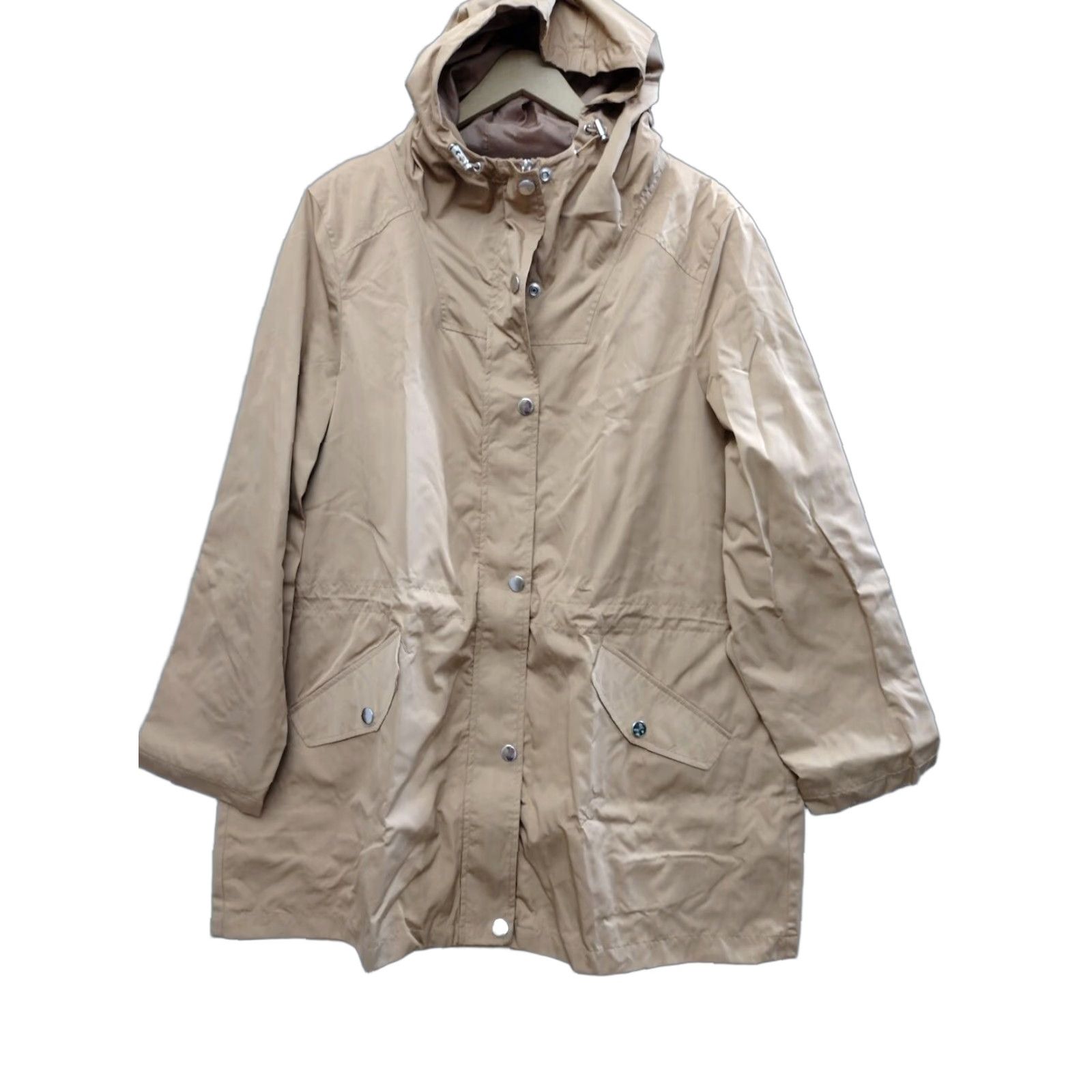 Vintage Time and Tru Jacket Womens XL Beige Hooded Light Waterproof Raincoat Size XL / US 12-14 / IT 48-50 - 1 Thumbnail