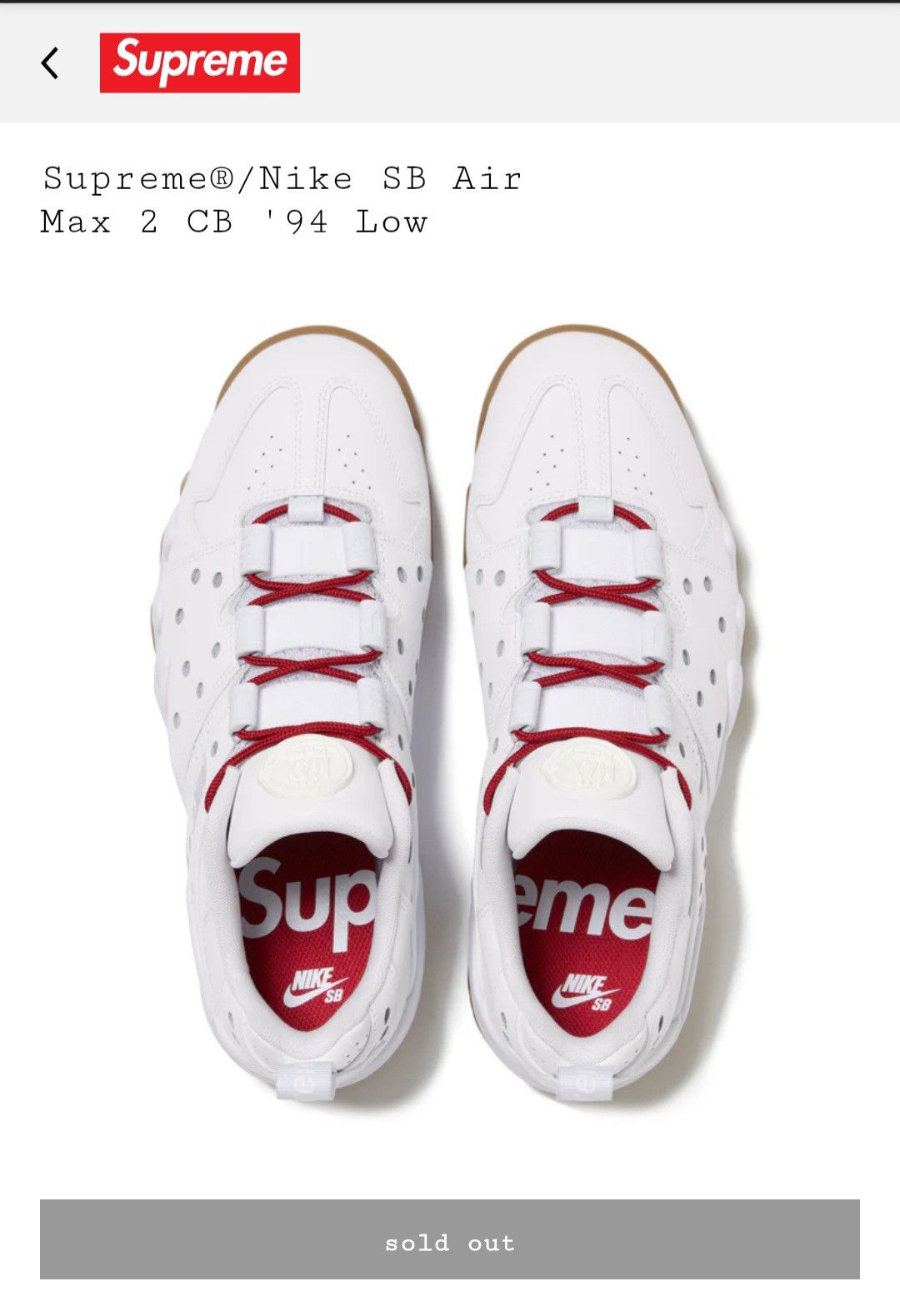 Nike × Supreme Supreme®/Nike SB Air Max 2 CB '94 Low Size US 9.5 / EU 42-43 - 10 Thumbnail