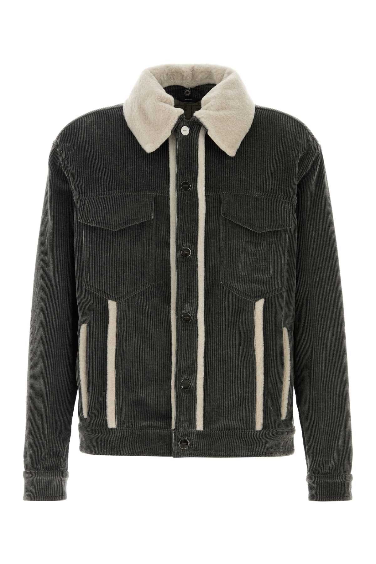 Fendi Dark Grey Velvet Jacket Size US XL / EU 56 / 4 - 1 Thumbnail