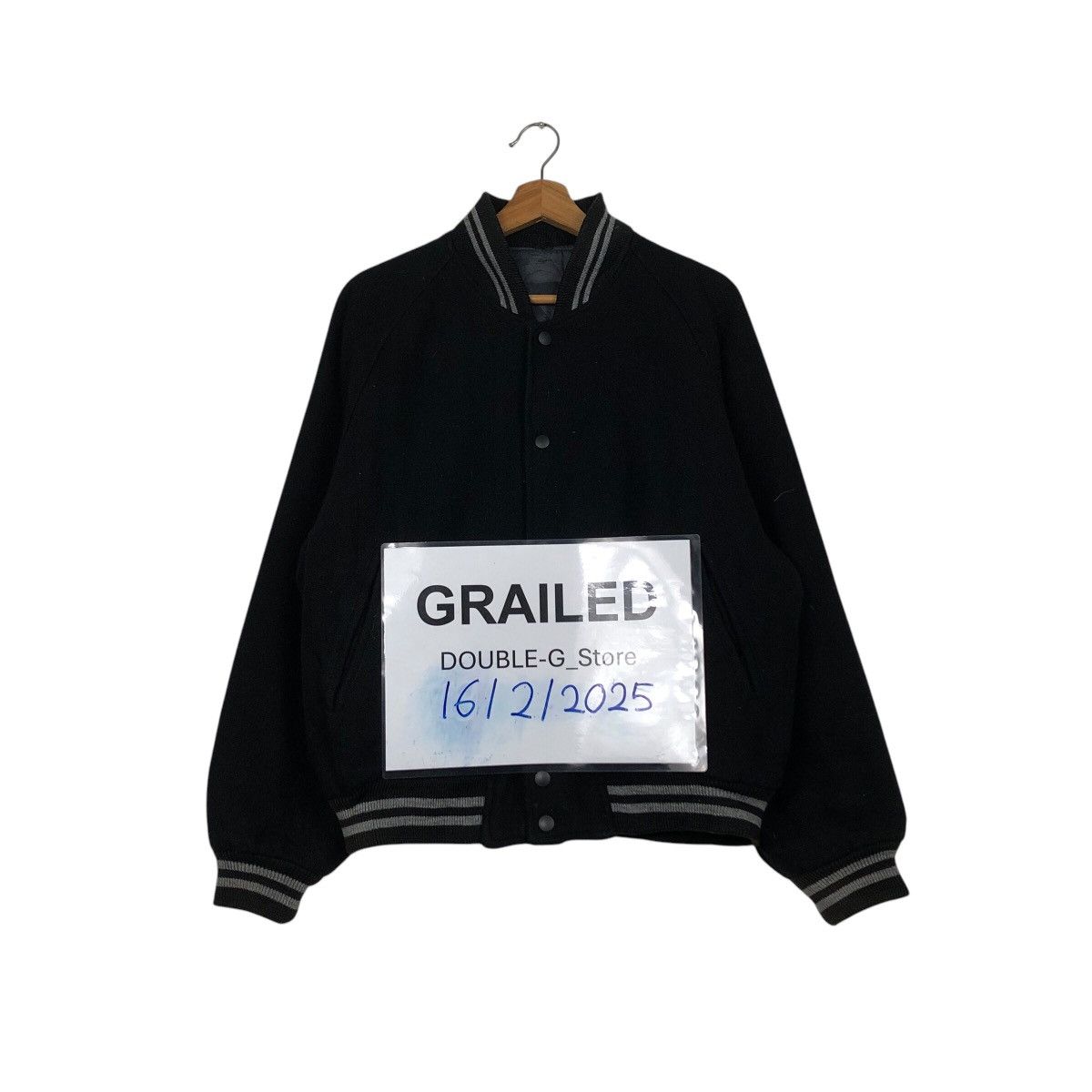 Hysteric Glamour 📌Rich Black Vintage Bomber Jacket Wool Embroidered Big Logo Size US M / EU 48-50 / 2 - 1 Thumbnail