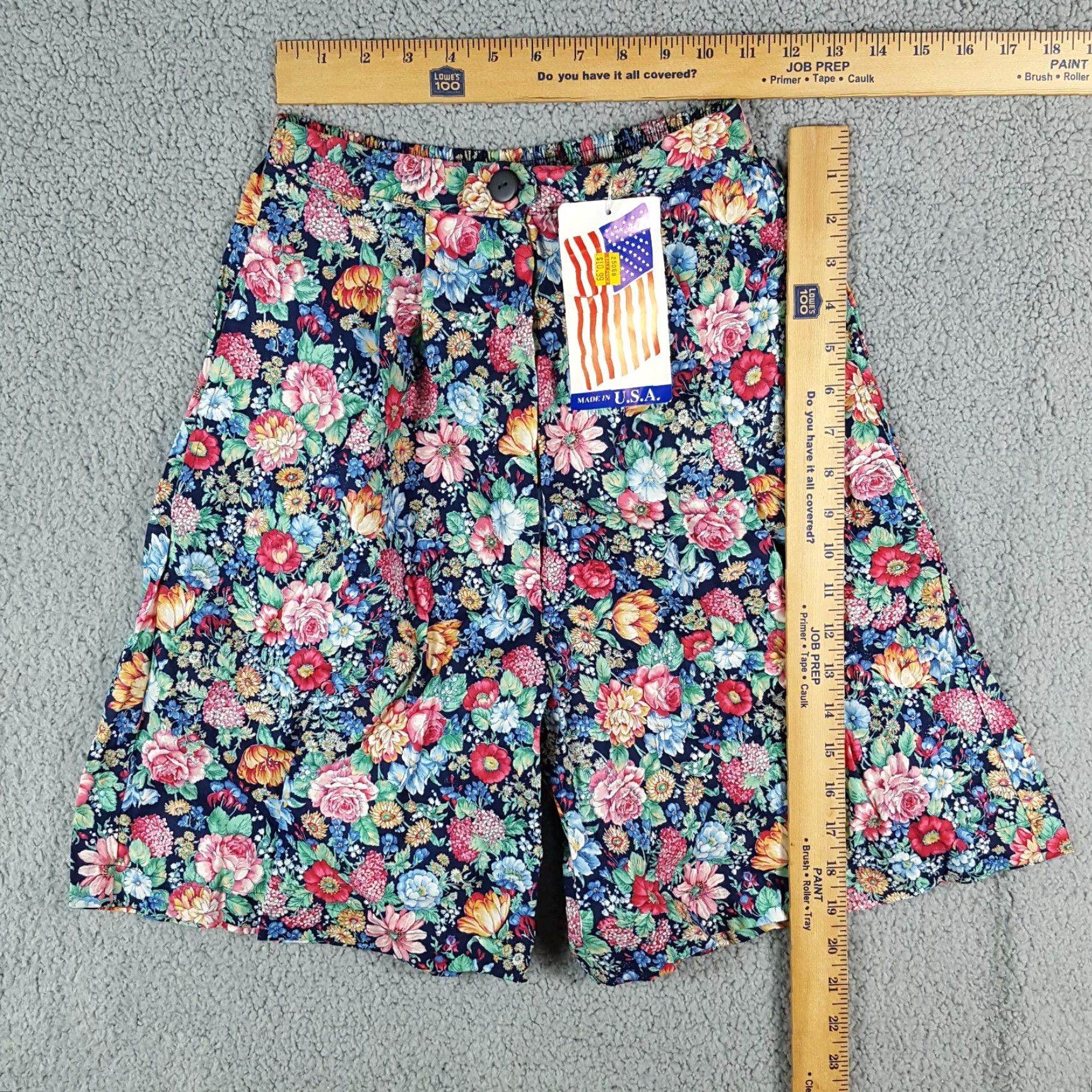 Vintage VINTAGE Infinity Chic Floral High Waist Lounge Shorts Sz Small Relaxed Blue 80s Bohemian Womens Size 28" / US 6 / IT 42 - 8 Thumbnail