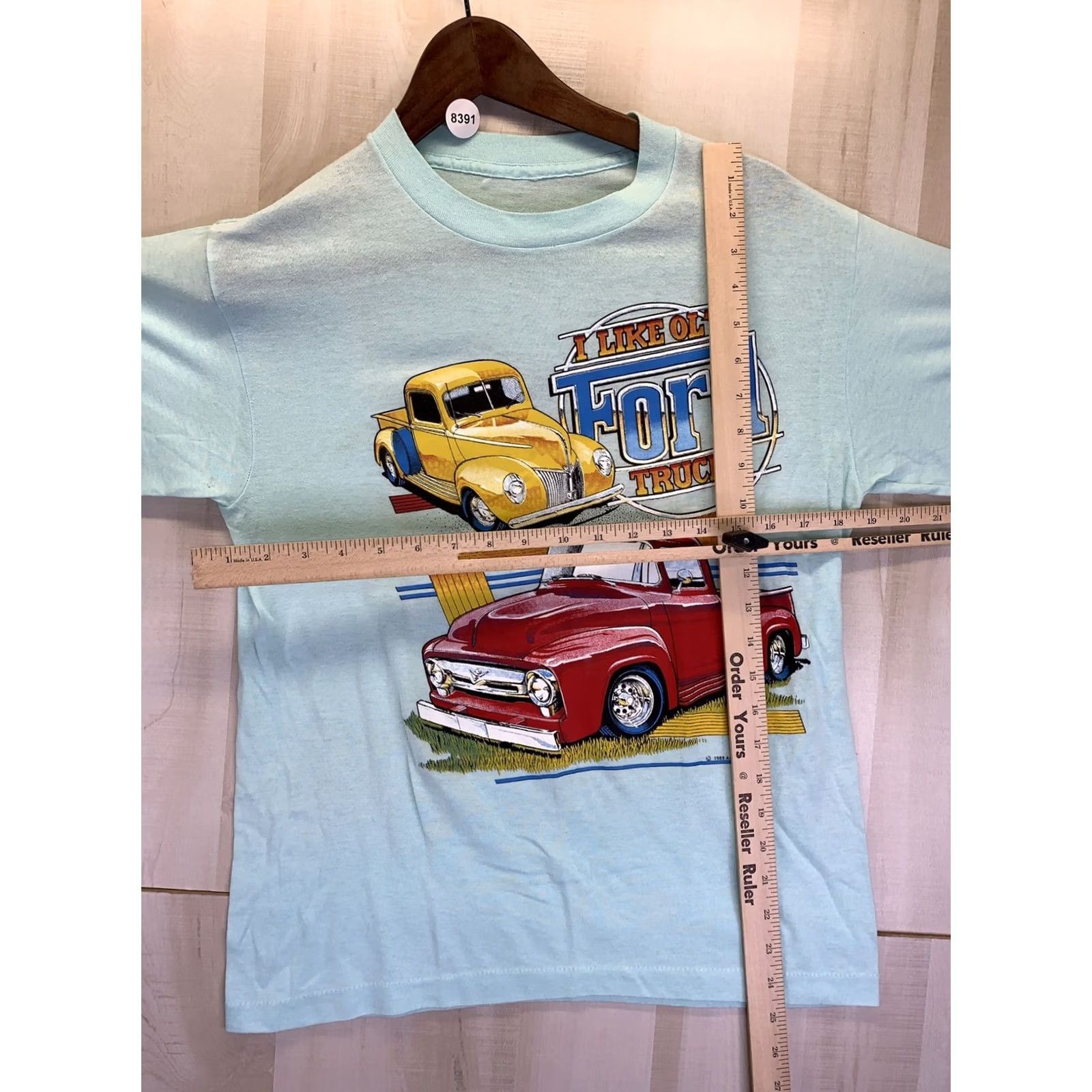 Vintage VINTAGE 1989 Air Waves Inc. Ford Trucks Blue Mens Single Stitch Shirt-8391 Shirt Mens Blue 1980s Graphic Tee Size US S / EU 44-46 / 1 - 2 Thumbnail