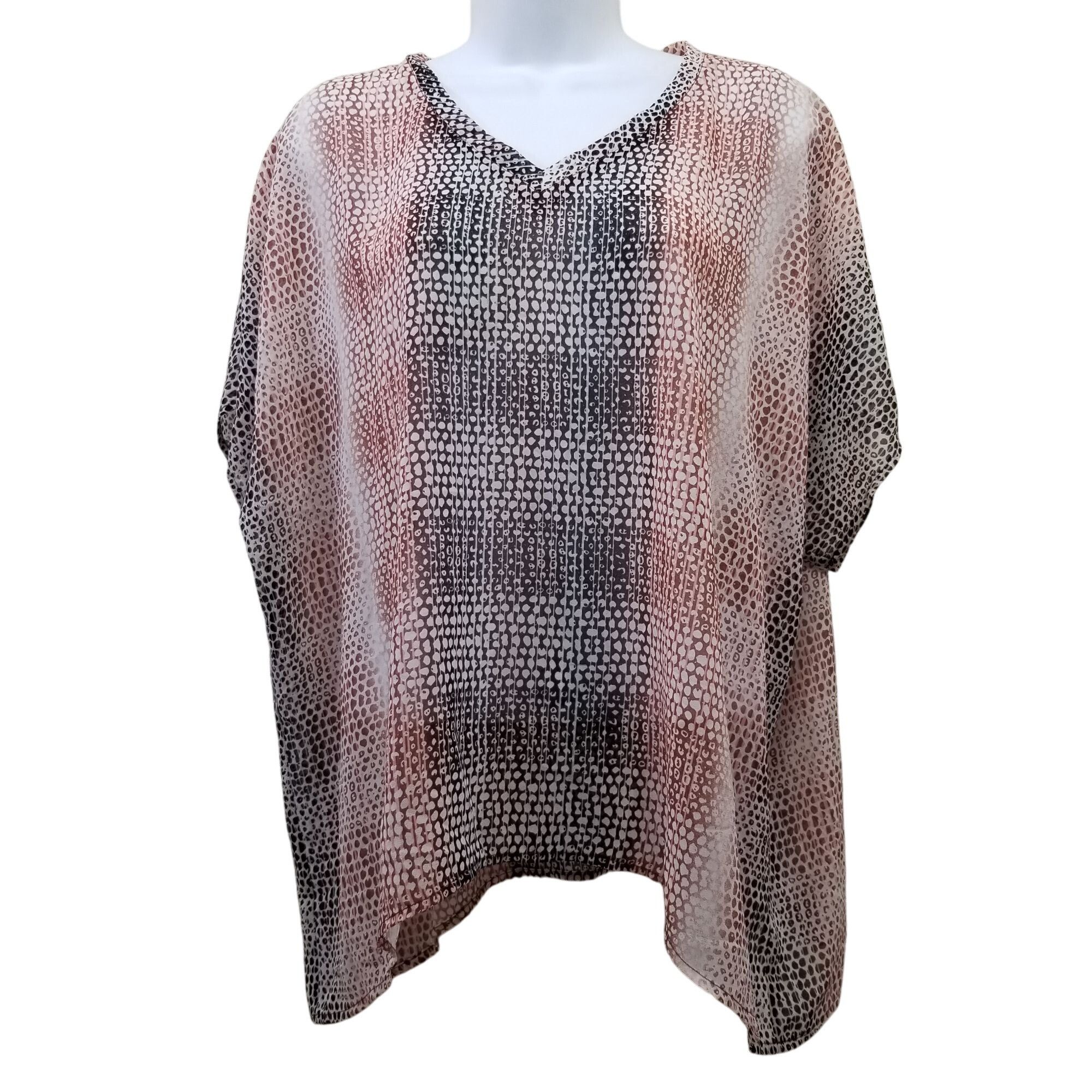 Other CAbi S Pink Brown Geometric Sheer Top 240 Oversized Snakeski Size S / US 4 / IT 40 - 1 Thumbnail