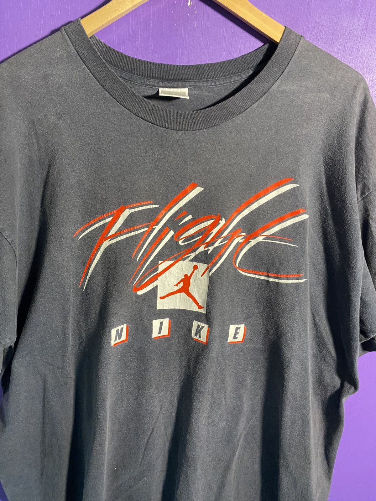 Nike Vintage 80s Nike flight faded logo t-shirt Size US XL / EU 56 / 4 - 3 Thumbnail