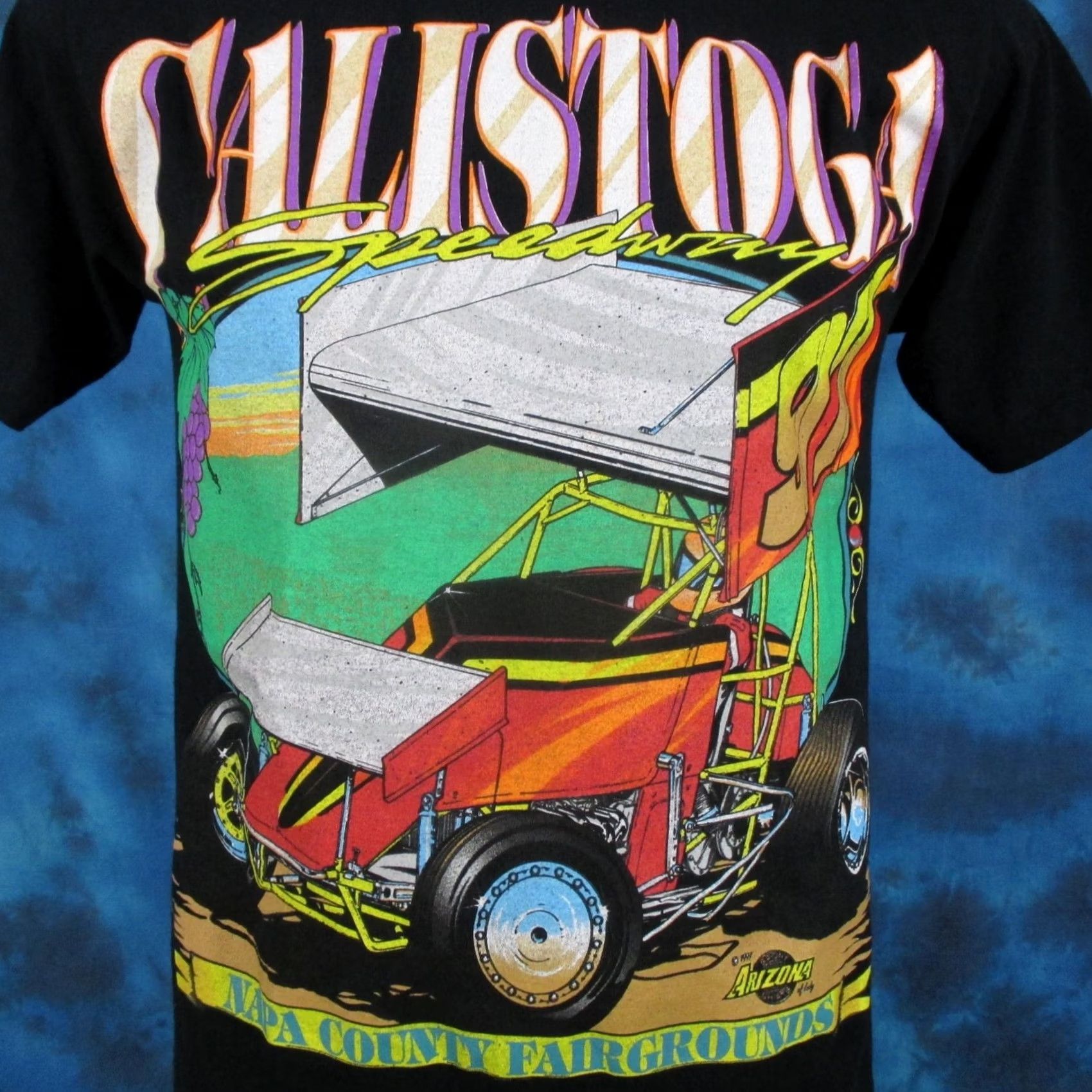 Vintage vtg 90s CALISTOGA SPRINT CAR RACING T-Shirt SMALL single stitch world of outlaws Mens Shirt XS? Size US S / EU 44-46 / 1 - 3 Thumbnail
