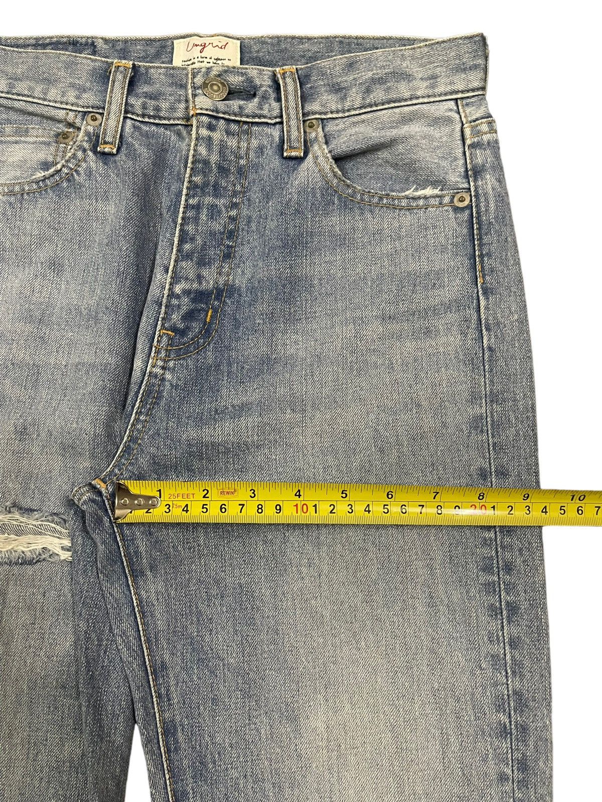 In The Attic Vintage Japanese Brand Blue Wash Distressed Flare Jeans Size US 28 / EU 44 - 13 Thumbnail