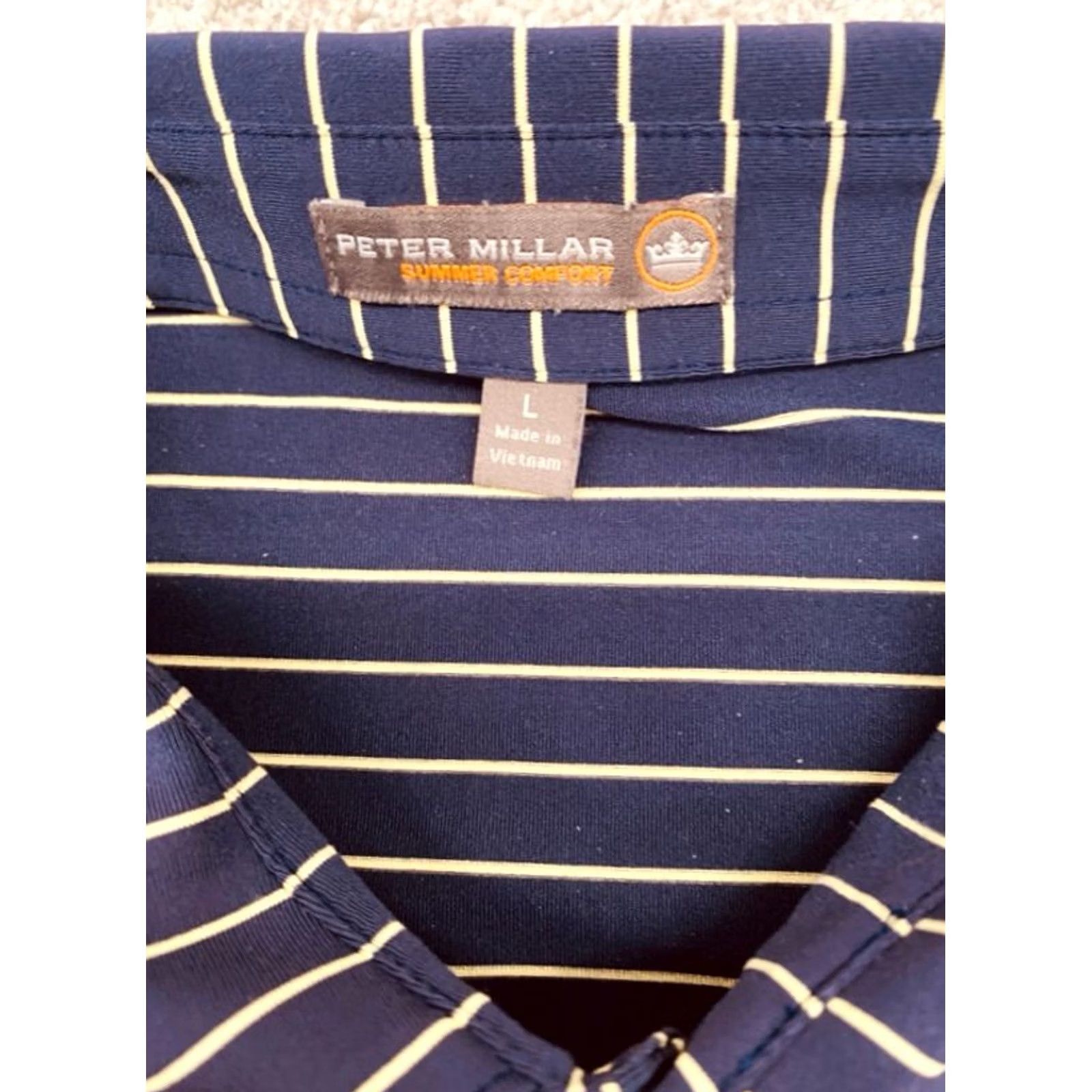 Peter Millar Peter Millar Summer Comfort Polo Shirt Shirt Men's Large Blue Striped Polo Short Sleeve Size US L / EU 52-54 / 3 - 3 Thumbnail