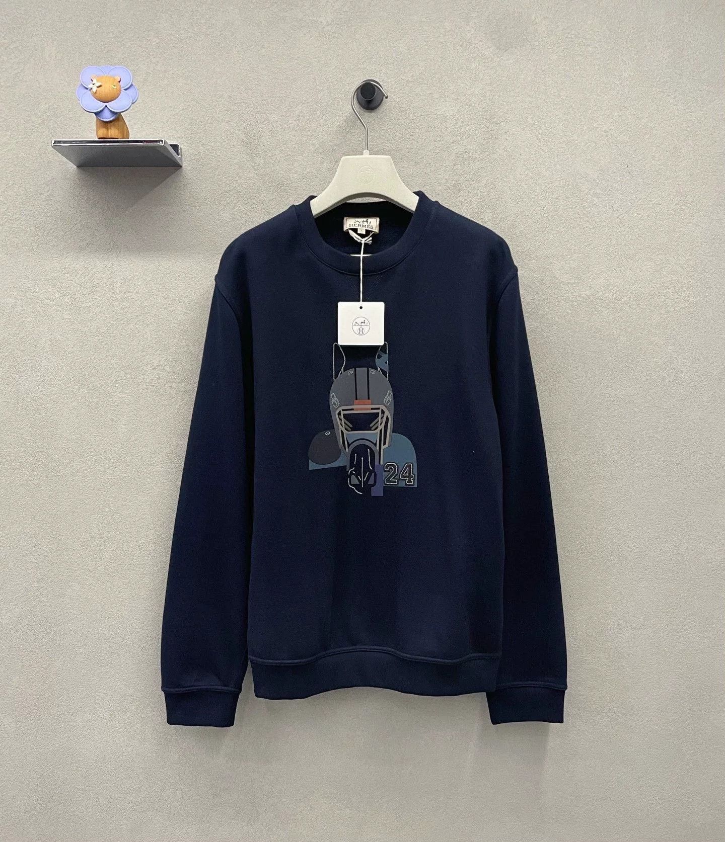 Hermes Hermes Navy Animal Print Sweatshirt Size US L / EU 52-54 / 3 - 1 Thumbnail