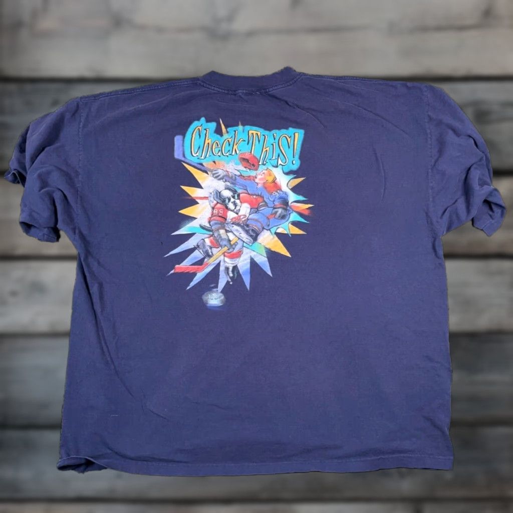 Big Dogs VTG Big Dogs Check This Hockey Print T-Shirt Adult 4X Dark Blue USA Made Mens Big 4X Cotton Graphic Print 90s Vintage Size US XXL / EU 58 / 5 - 1 Thumbnail