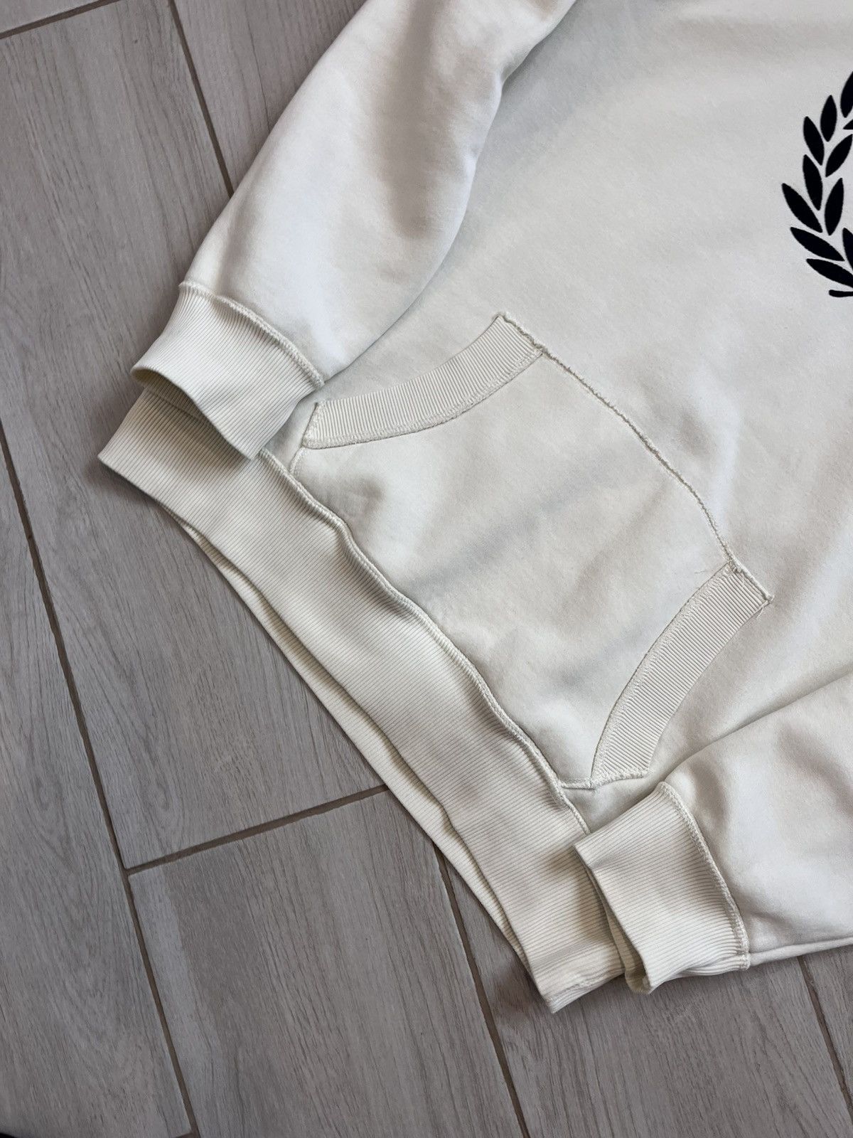Fred Perry × Vintage Vintage Fred Perry Hoodie Fleece Big Logo Beige oversize Size US XXL / EU 58 / 5 - 7 Thumbnail