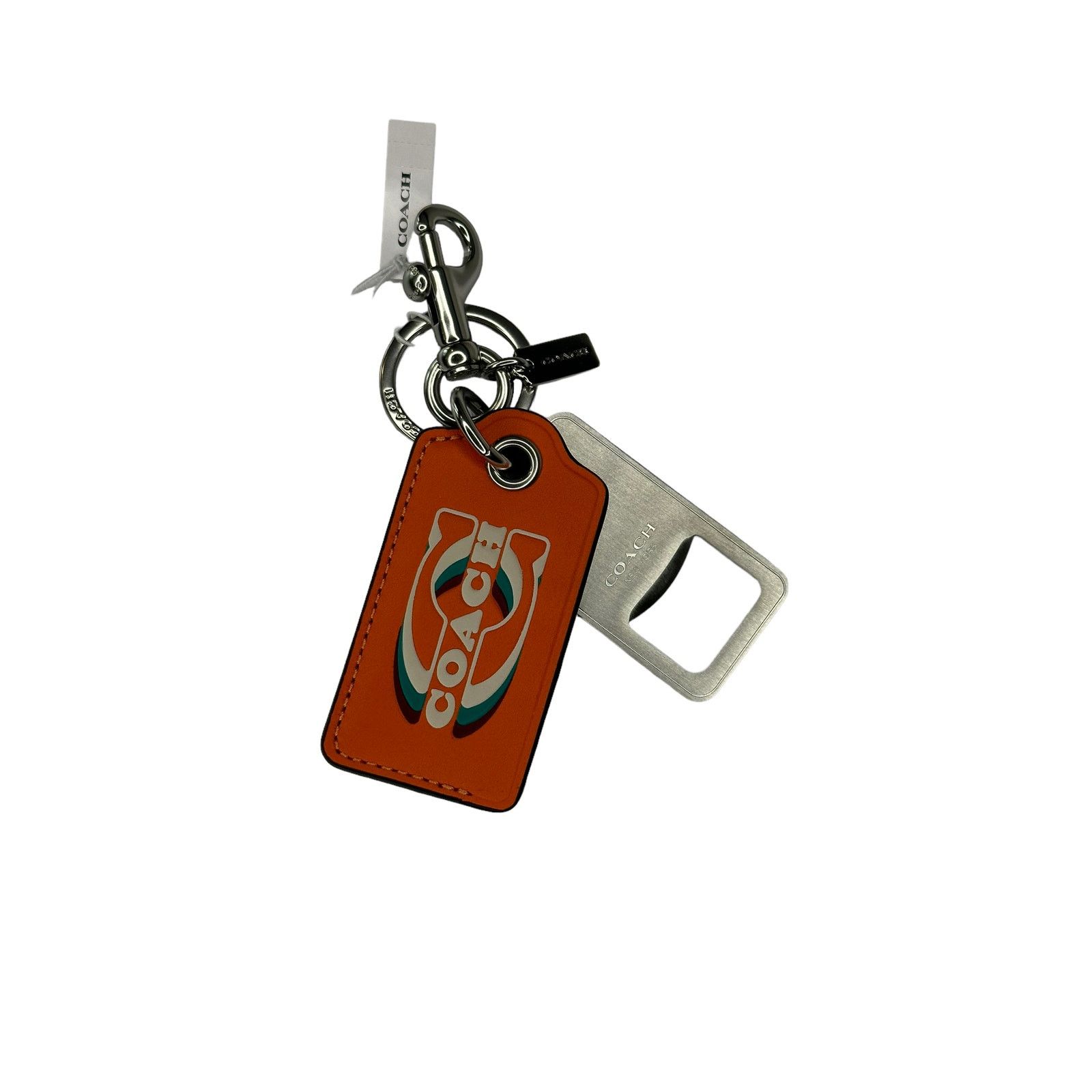 Coach Coach Bottle Opener Key Fob With Coach Stamp Bright Orange Size ONE SIZE - 3 Thumbnail