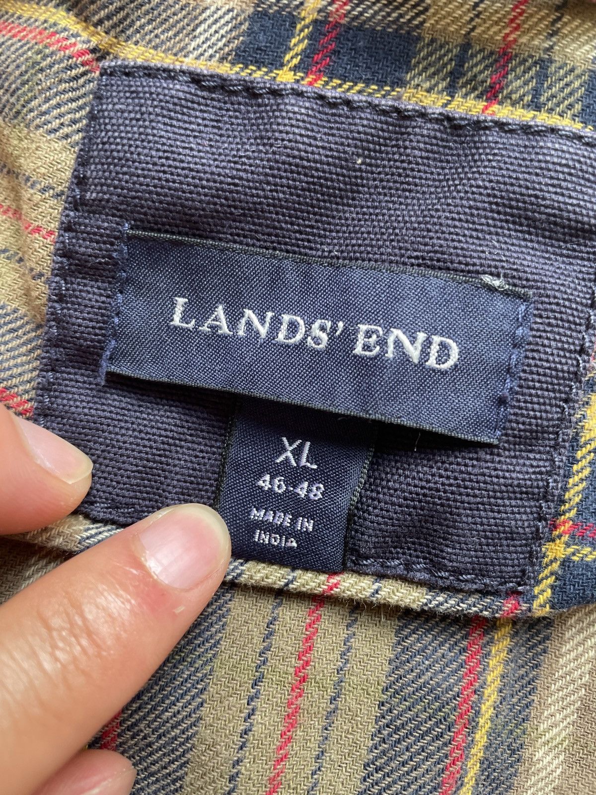 Lands' End Vintage 90s Lands’ End Plaid Coat Jacket Navy Size XL Size US XL / EU 56 / 4 - 7 Thumbnail