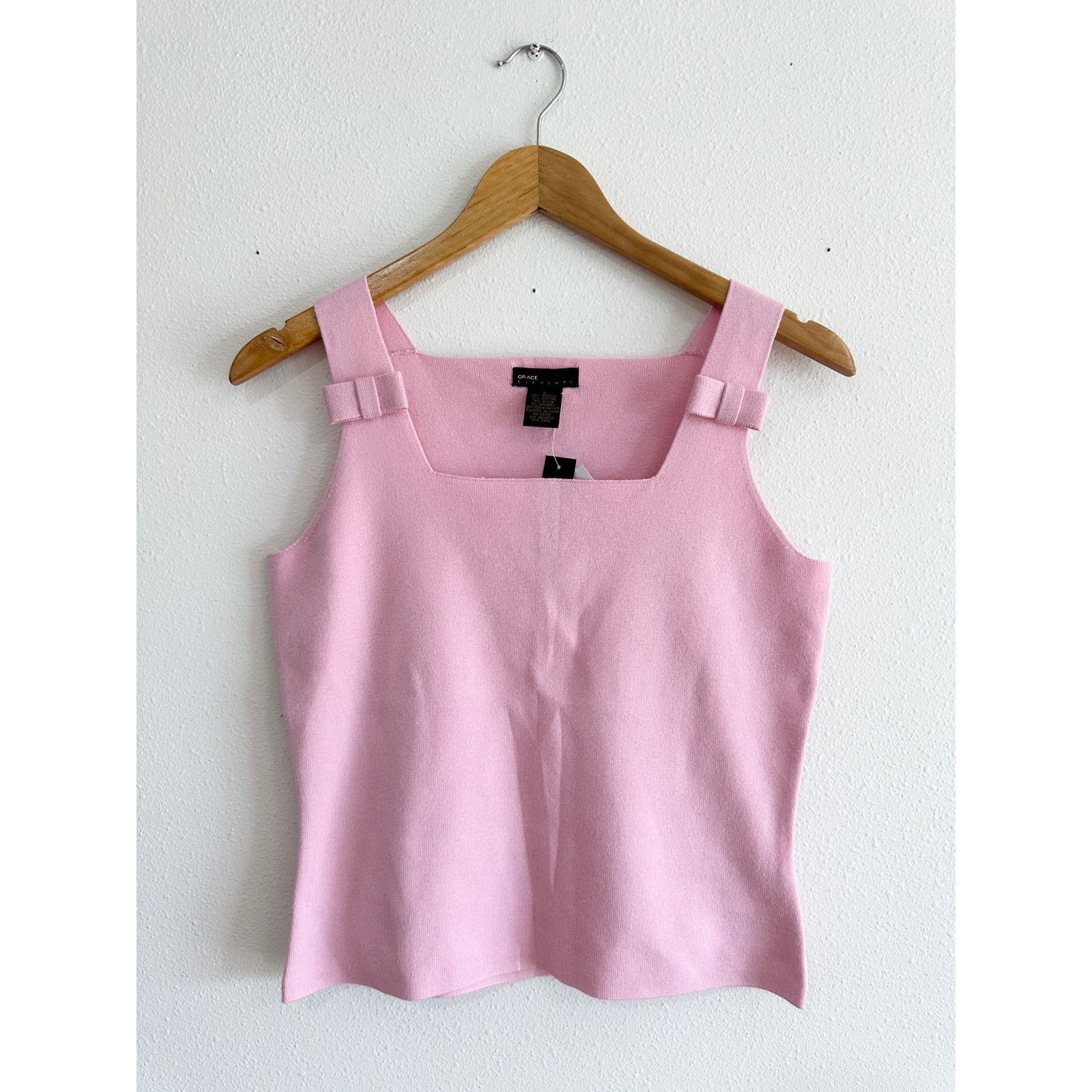 Vintage Y2K Pink Coquette Bow Knit Tank Size S / US 4 / IT 40 - 1 Thumbnail