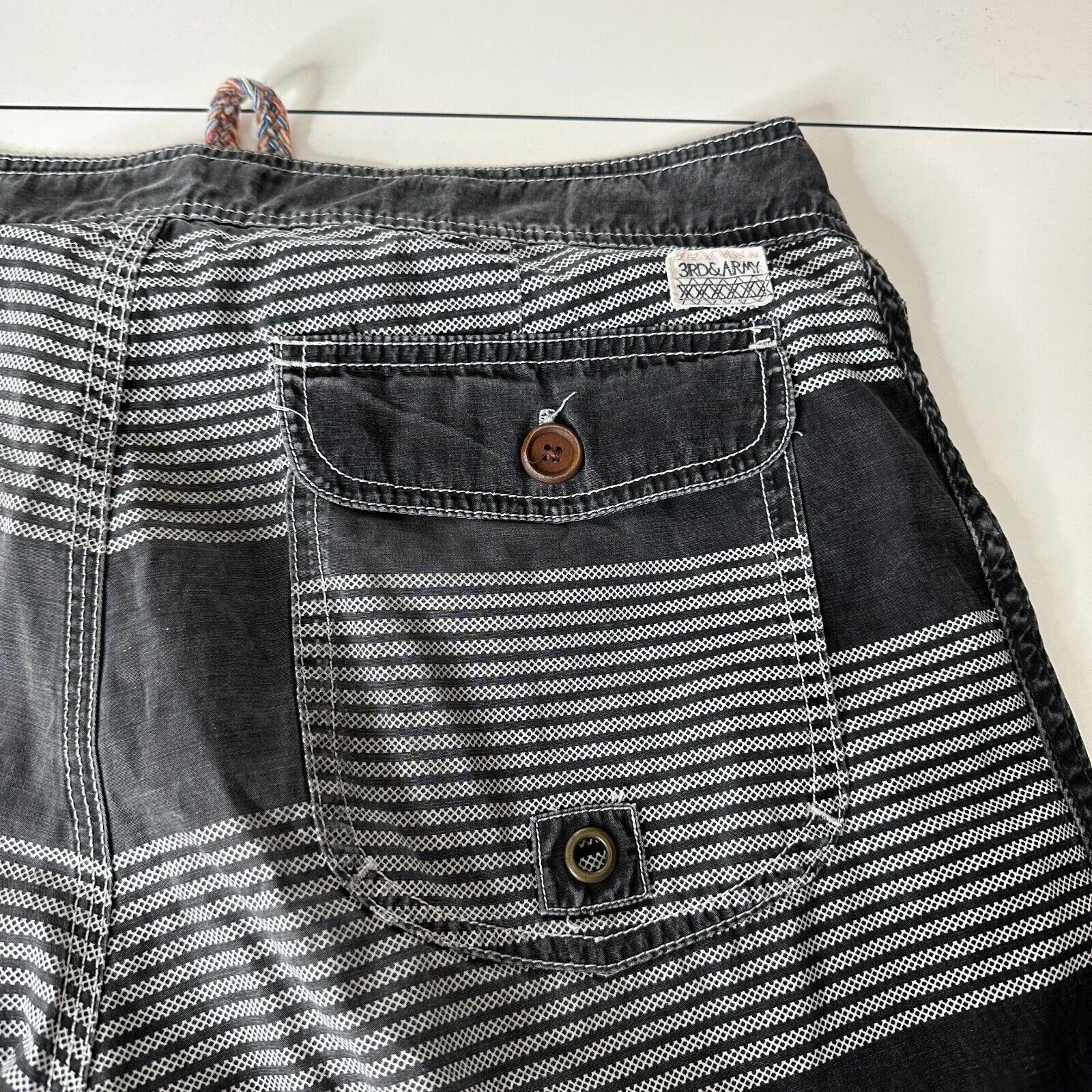Other 3rd & Army Mens Black & White Stripe Tie Waist Pocket Short Size US 30 / EU 46 - 9 Thumbnail