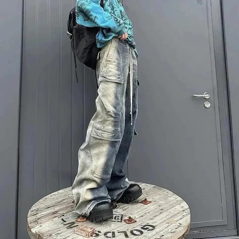 Japanese Brand Jeans with ribbons and pockets style Harajuku y2k Size US 32 / EU 48 - 2 Thumbnail