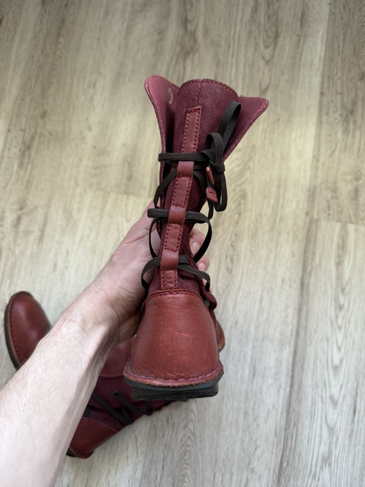 Kickers Kickers Red Leather Avant-Garde Back Lace Boots EU 38 Size US 7.5 / IT 37.5 - 23 Thumbnail