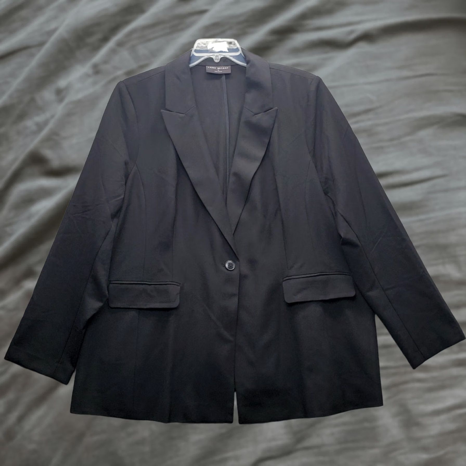 Vintage Lane Bryant Womens Blazer Black Size 22 Notch Lapel Single Breasted Jetted Pockets Size 3XL / US 20-22 - 1 Thumbnail
