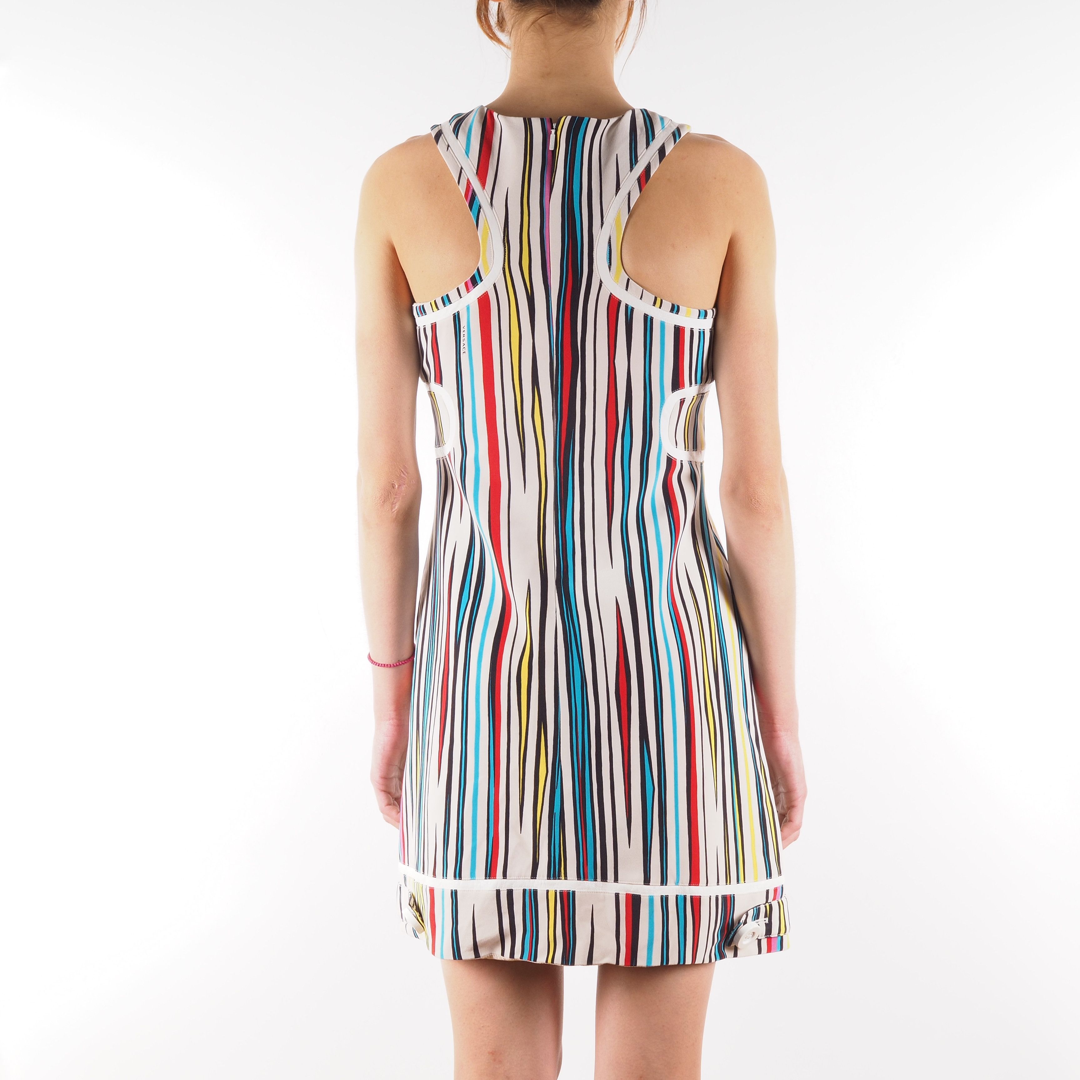 Versace Gianni Versace Silk Multicolor Striped Mini Dress Size M / US 6-8 / IT 42-44 - 2 Thumbnail