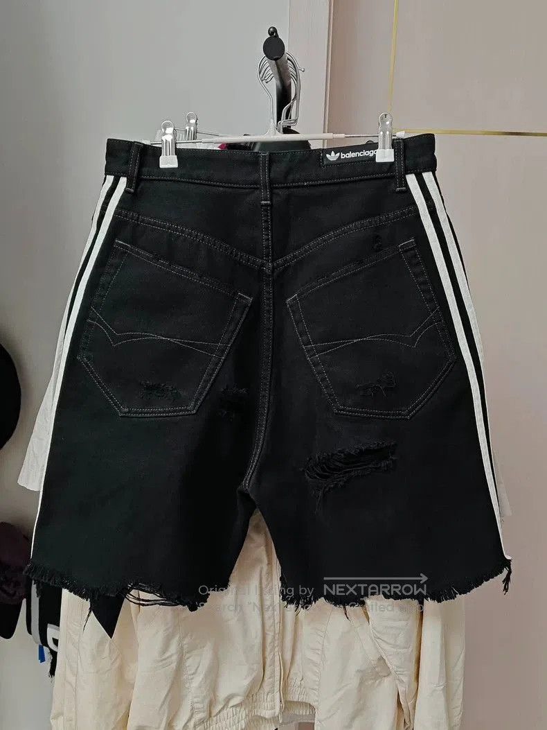 Balenciaga Balenciaga Adidas Distressed Black Shorts . Size US 32 / EU 48 - 2 Thumbnail